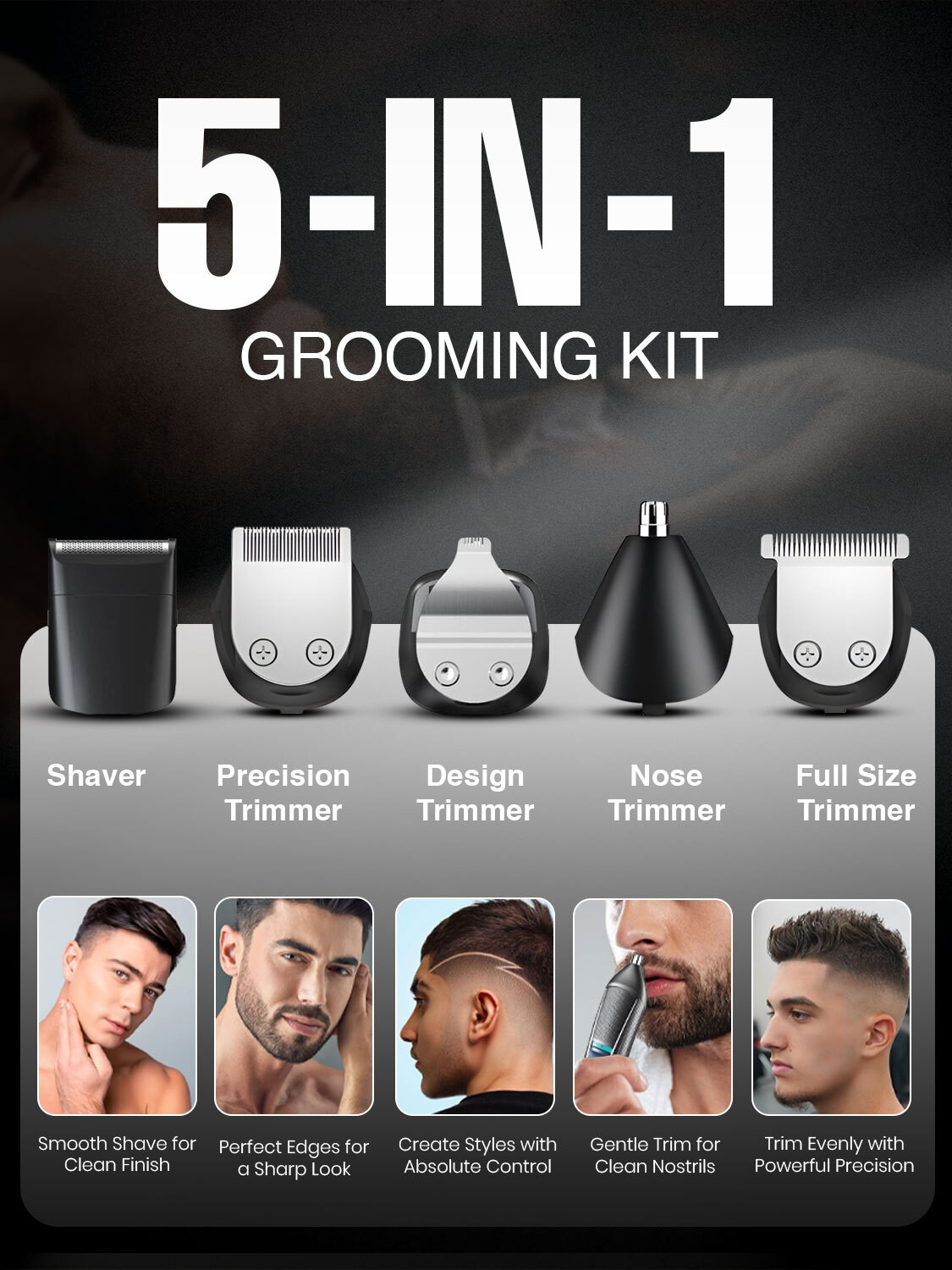 Image of VGR V-107 Professional 11in1 Grooming Kit Fully Waterproof Trimmer 150 min Runtime 30 Length Settings