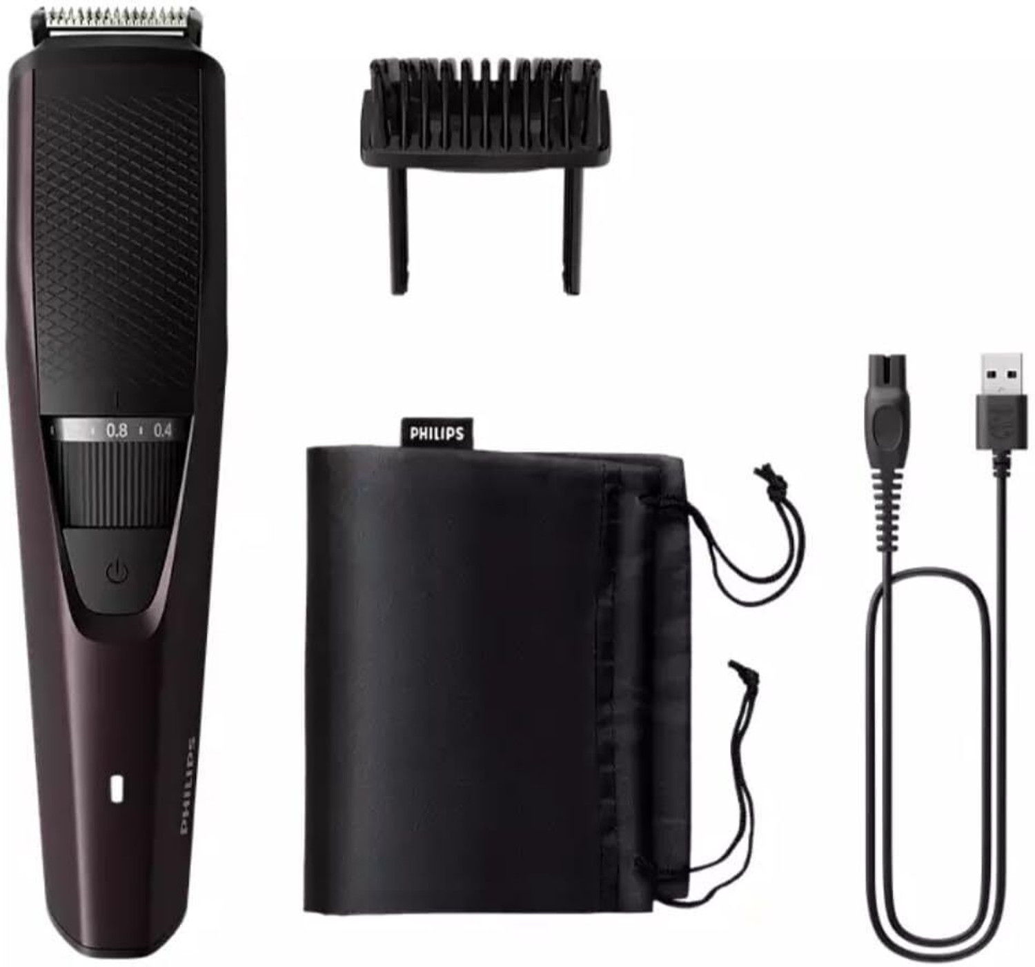 Image of PHILIPS BT3415 /15 MAROON Fully Waterproof Trimmer 3460 min Runtime 10 Length Settings