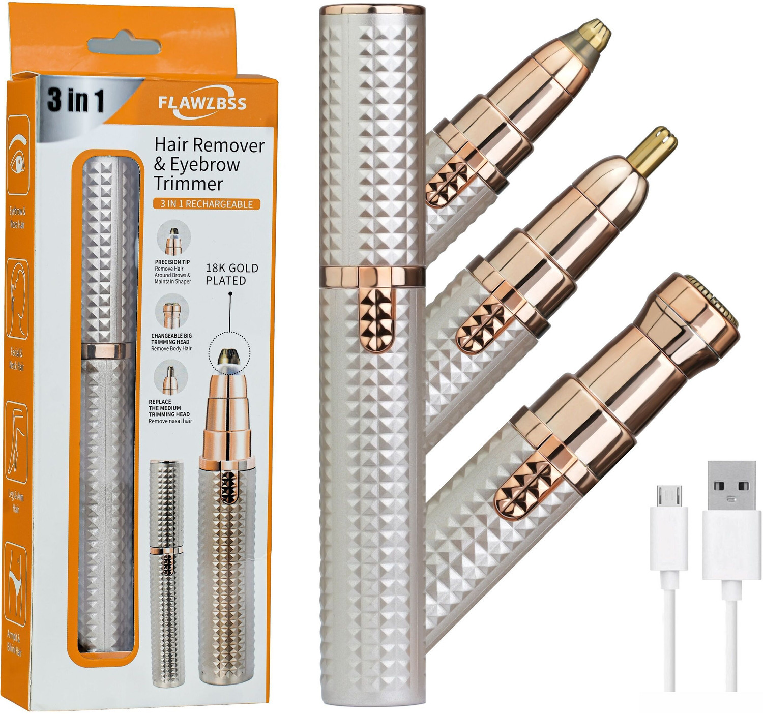 Image of NLB ENTERPRISE 3 In 1 Upper Lips, eyebrow trimmer for women, Facial & Nose Hair Remover Machine Trimmer 60 min Runtime 3 Length Settings