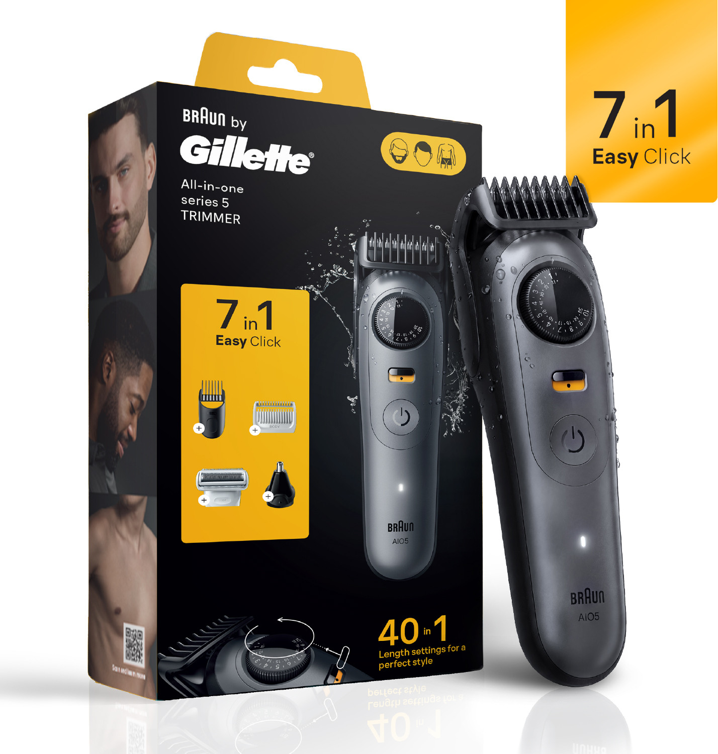 Image of Gillette AIO5 Trimmer 120 min Runtime 40 Length Settings