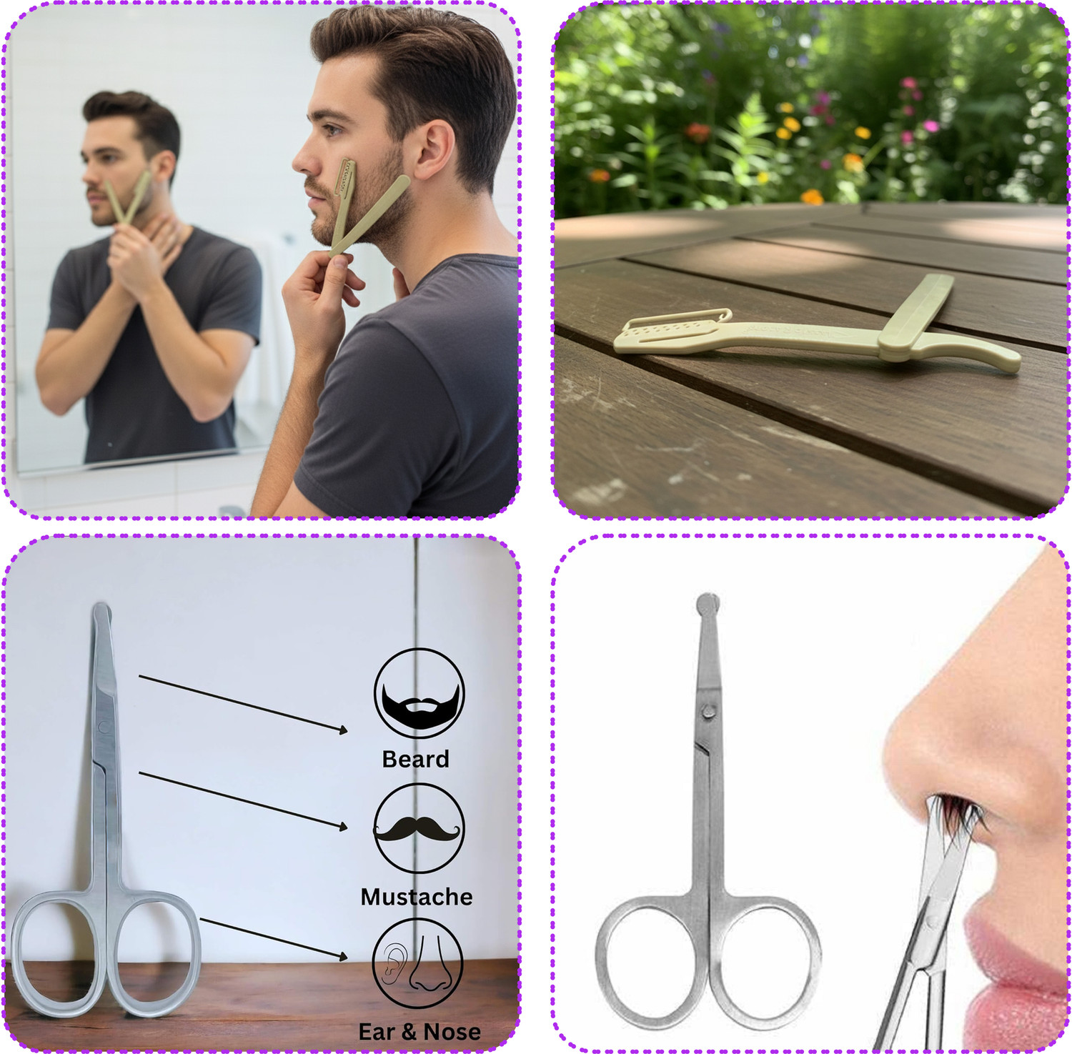 Image of Virth Men's 5 IN1 Stylish Ear Cleaning Kit ,Straight Razor, Nose Scissor, Beard & Nose Trimmer 120 min Runtime 0 Length Settings
