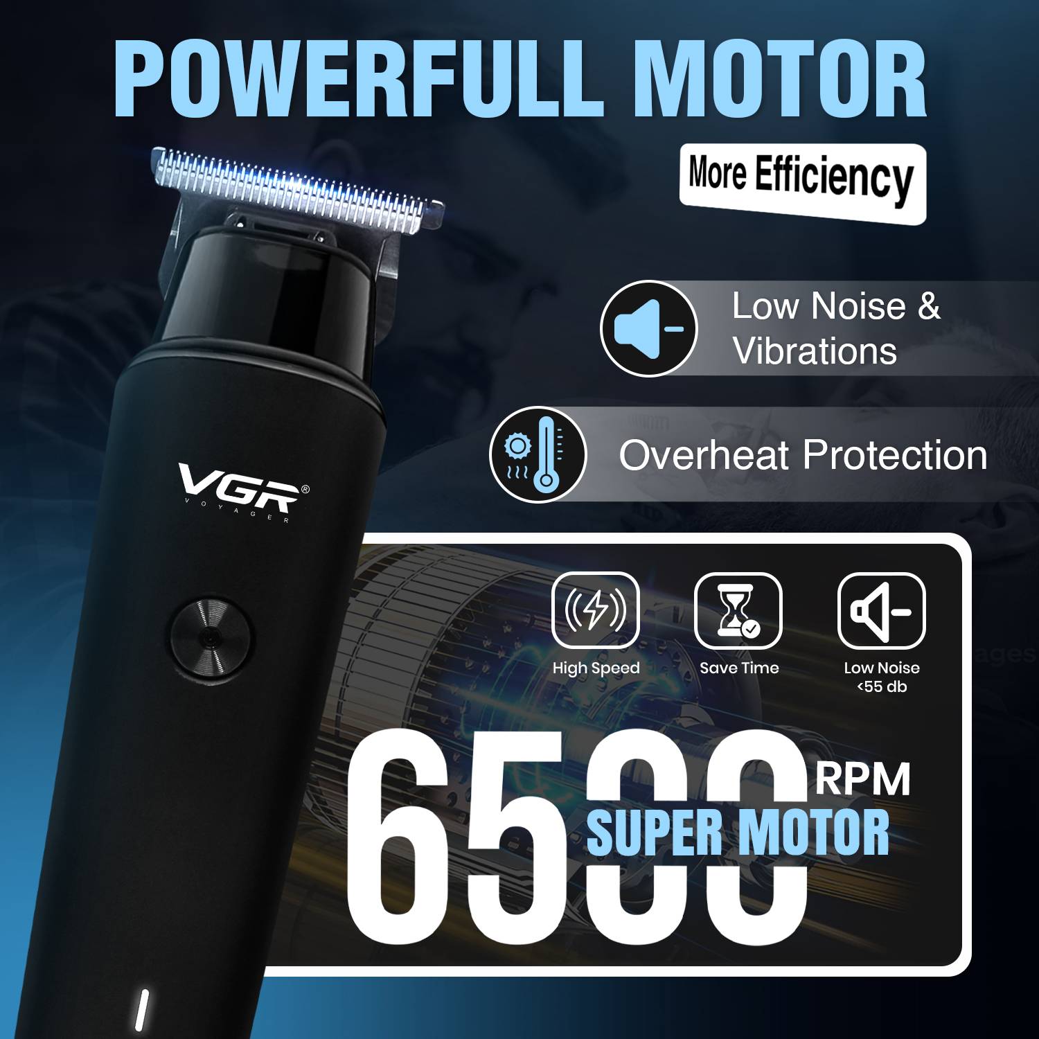 VGR V-933 Trimmer 500 min Runtime 4 Length Settings - Image 3