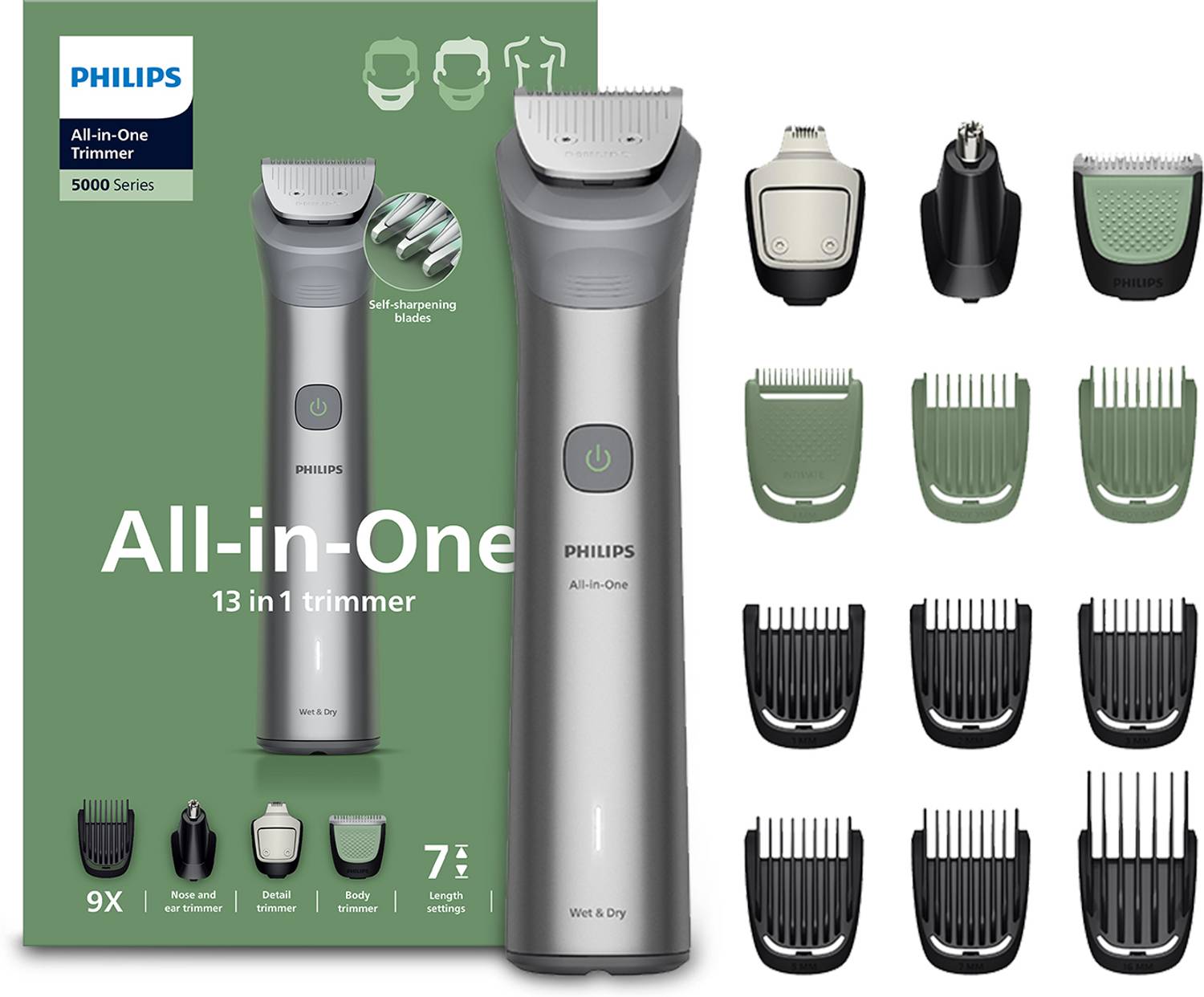 PHILIPS MG5942/15 Trimmer 120 min Runtime 7 Length Settings (Sil