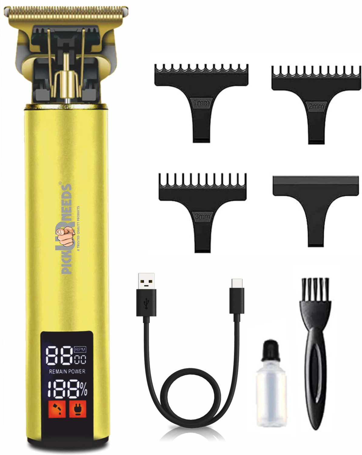 Image of Pick Ur Needs Professional Rechargeable T-Blade Beard Hair Trimmer /Clipper 3 Mode LCD Display Shaver For Men