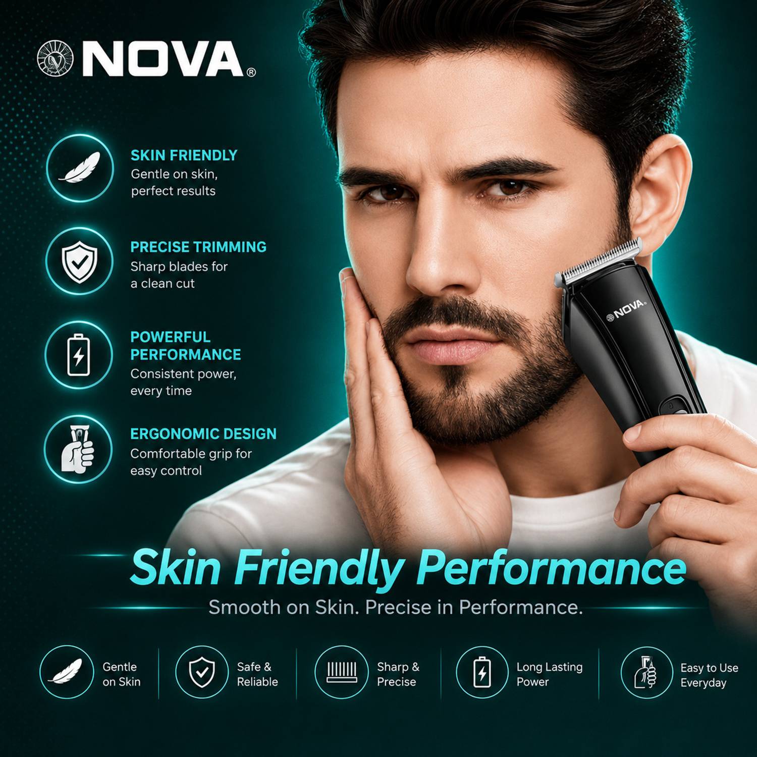 NOVA NHT 1039 USB Trimmer 45 min Runtime 5 Lengths - Image 3