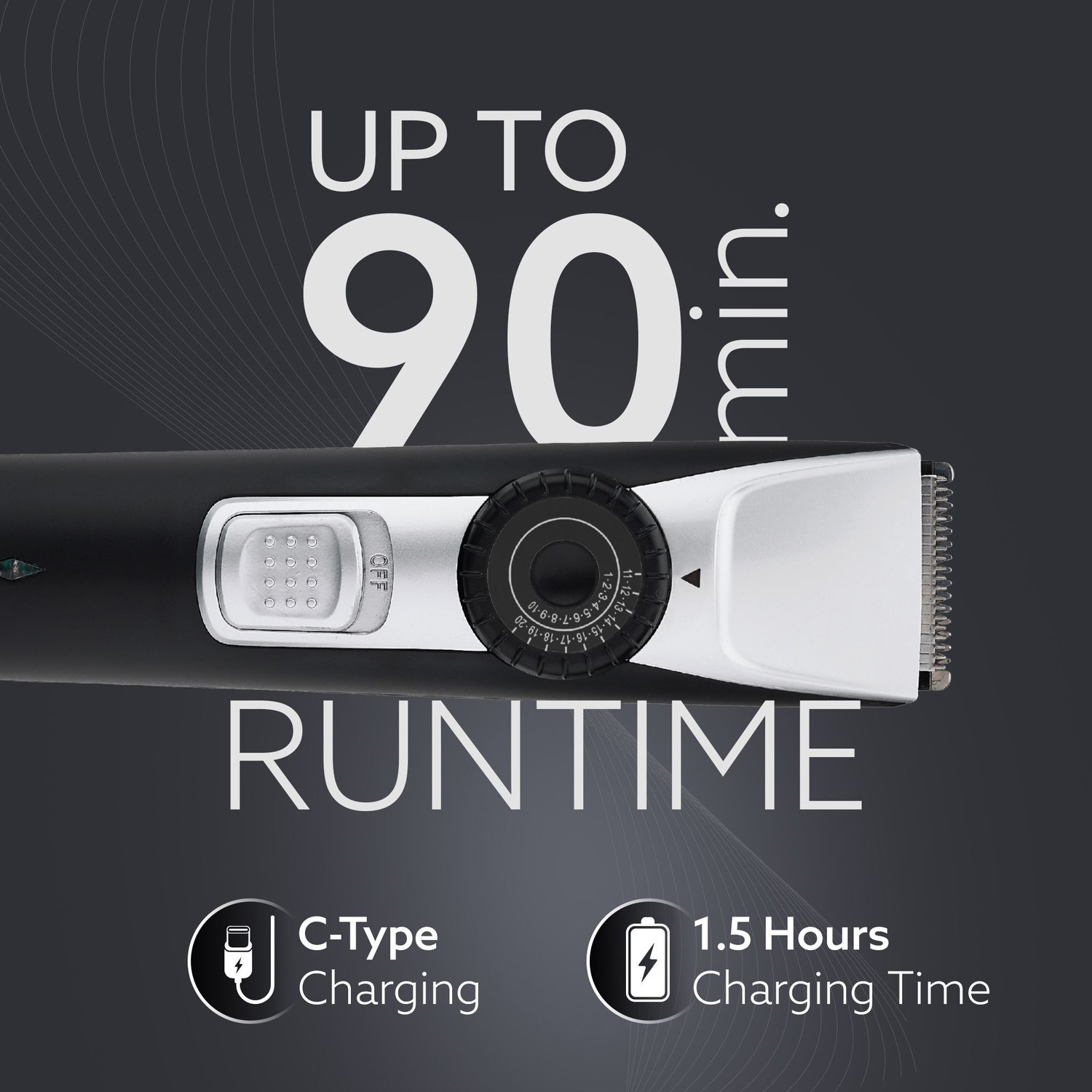 Image of AGARO Beard Trimmer MT1155, 20 Length Settings, USB Rechargeable, Precision Dial Trimmer 90 min Runtime 20 Length Settings