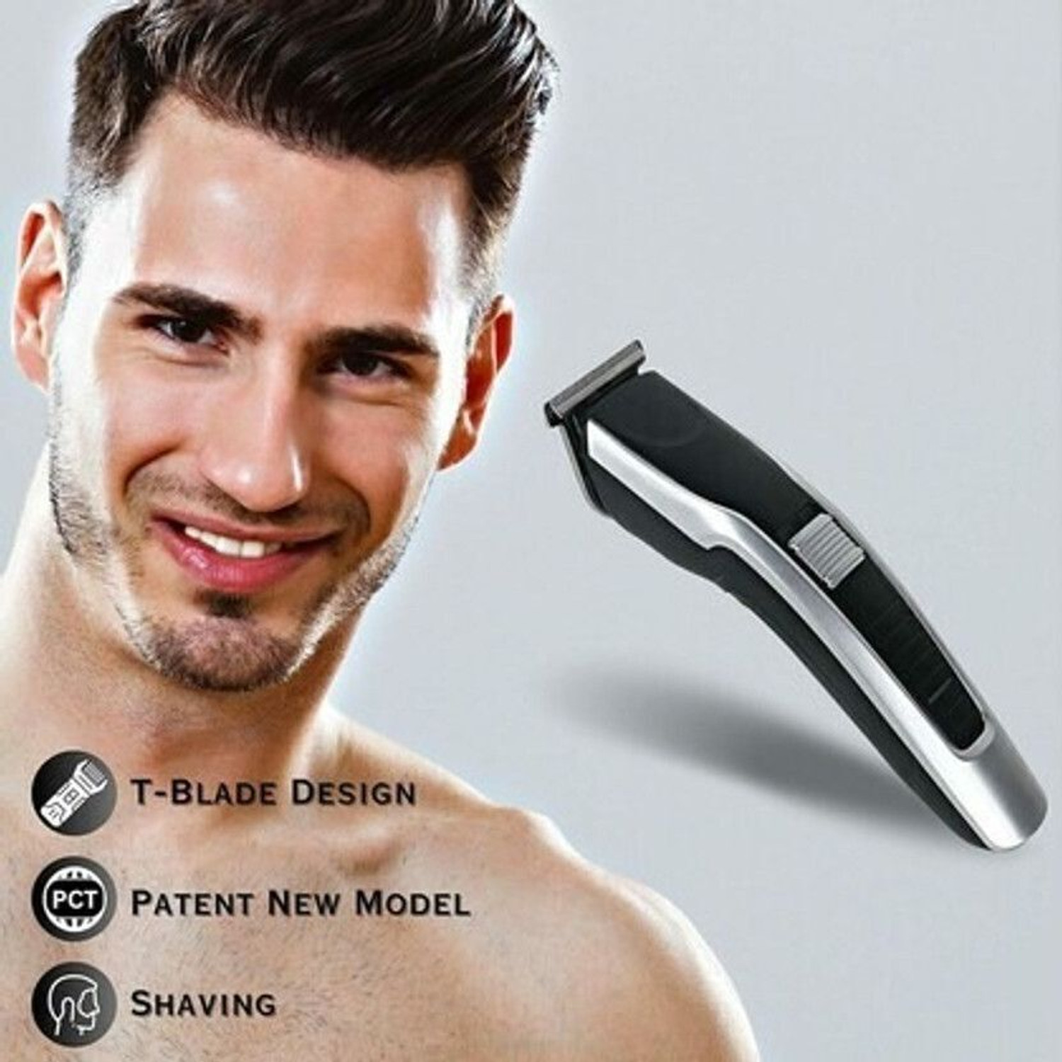 Image of FINARO 538 Waterproof Beard Trimmer | Rechargeable Hair Clipper Trimmer 120 min Runtime 4 Length Settings