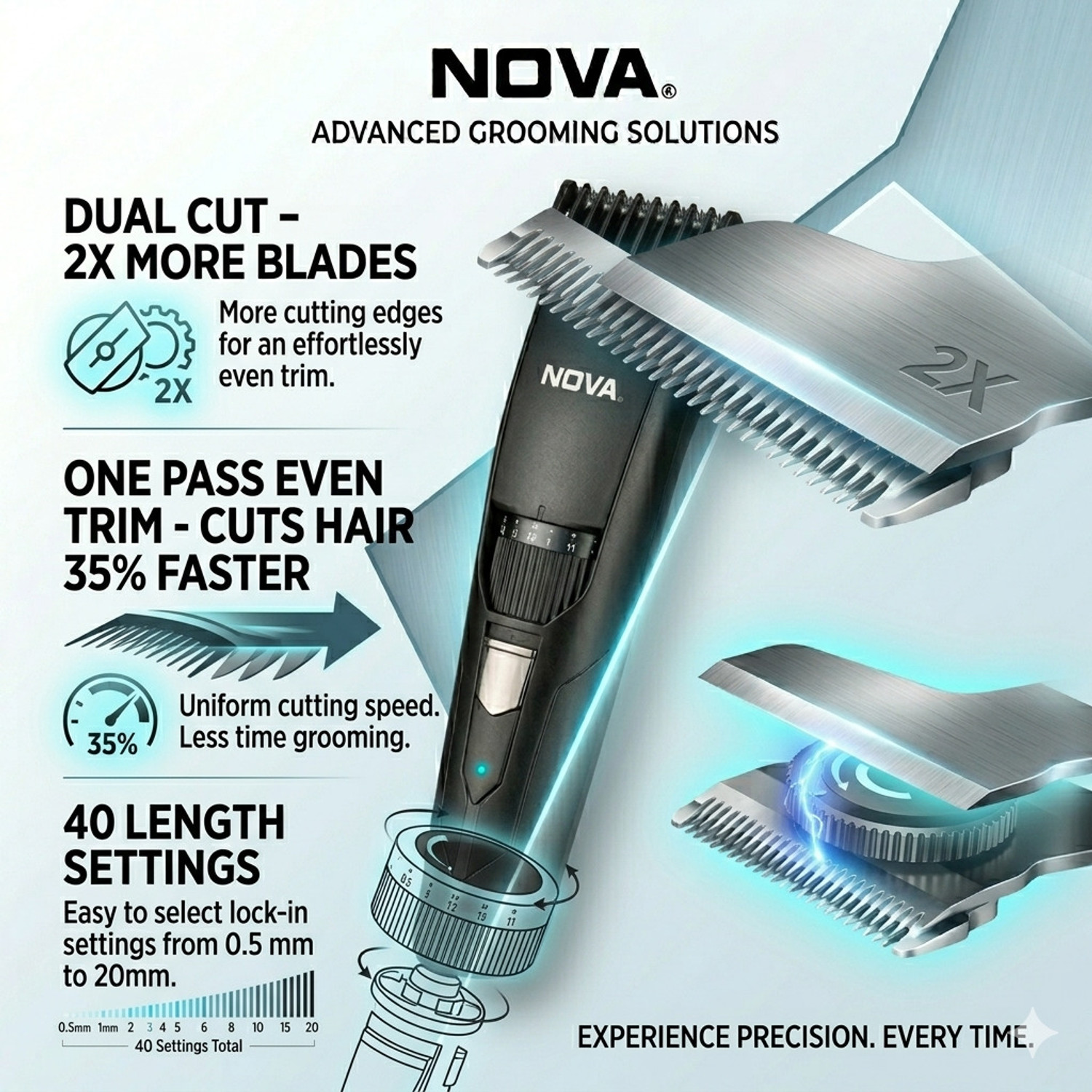 Image of NOVA NHT 1052 Trimmer 90 min Runtime 40 Length Settings