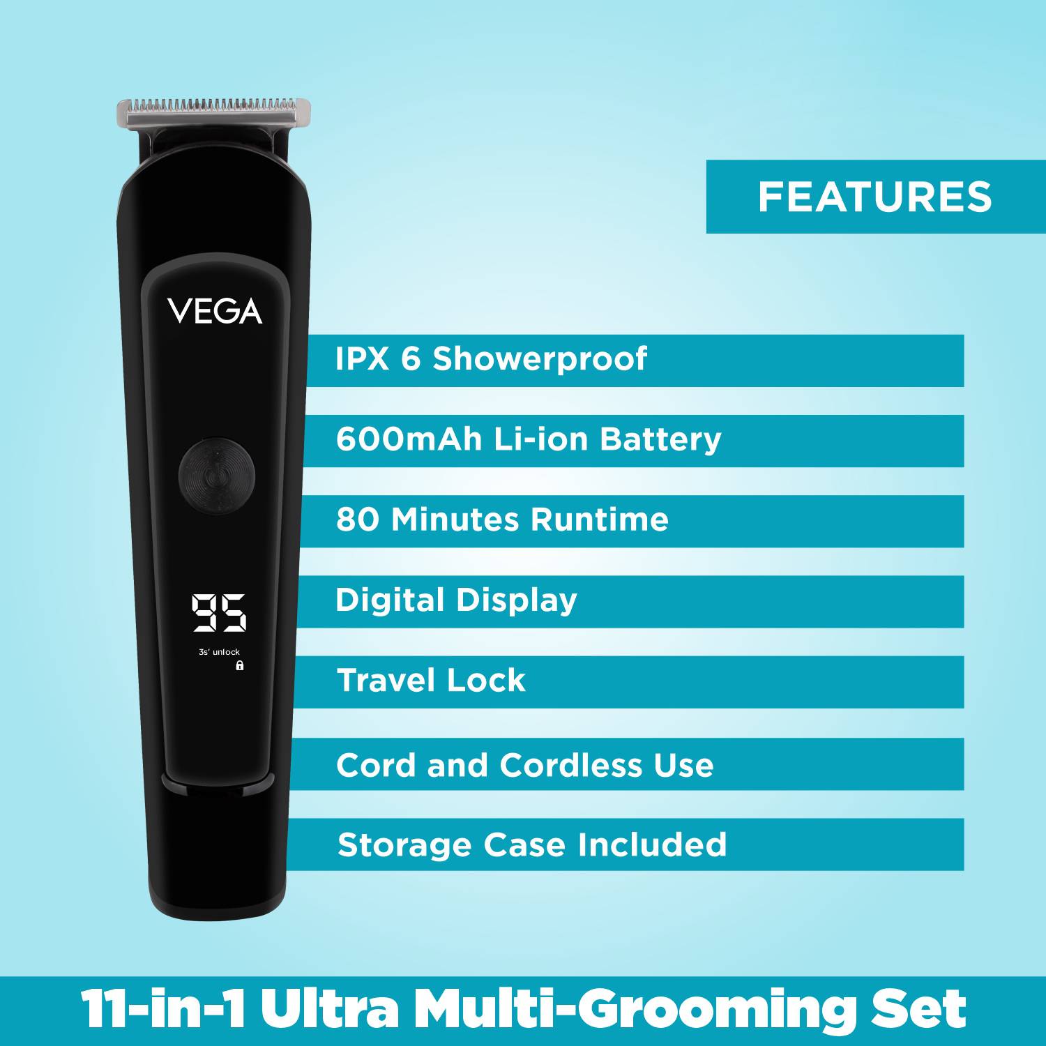 VEGA 11-in-1 Ultra Multi-Grooming Set with IPX 6 Showerproof Beard
