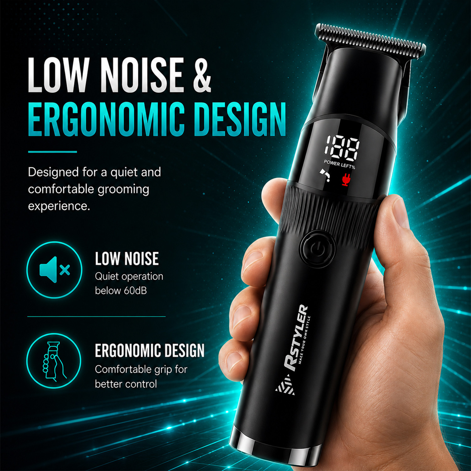 Image of MILDCARES RStyler LED Display Hair & Beard Trimmer | Turbo Speed | Ceramic + Steel Blades Fully Waterproof Trimmer 240 min Runtime 4 Length Settings