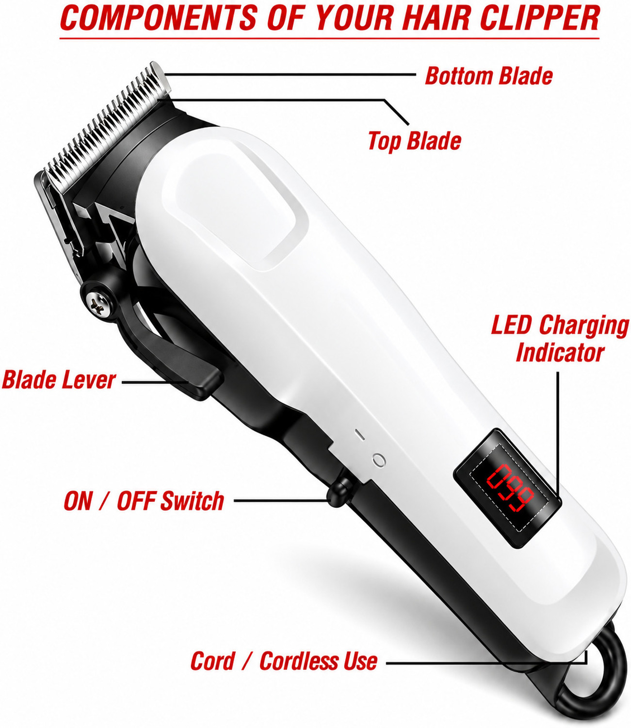 Image of Zeno volt 809A Rechargeable Hair Trimmer for Men with LED Digital Battery Display Shaver For Men, Women