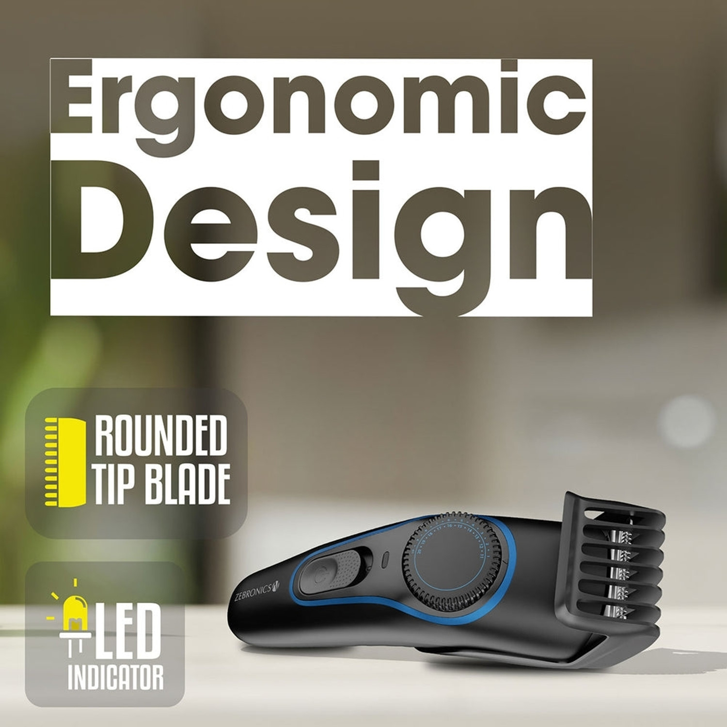 Image of ZEBRONICS Zeb HT100 Trimmer 45Min Cordless Use, 2 Guide Combs Trimmer 45 min Runtime 1 Length Settings