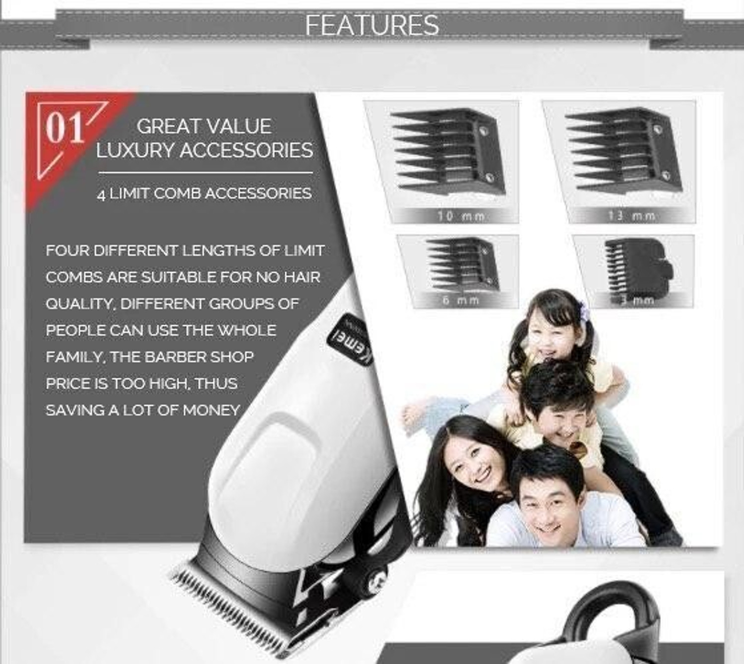 Image of Kemei km-809A 0 Grooming Kit 120 min Runtime 4 Length Settings