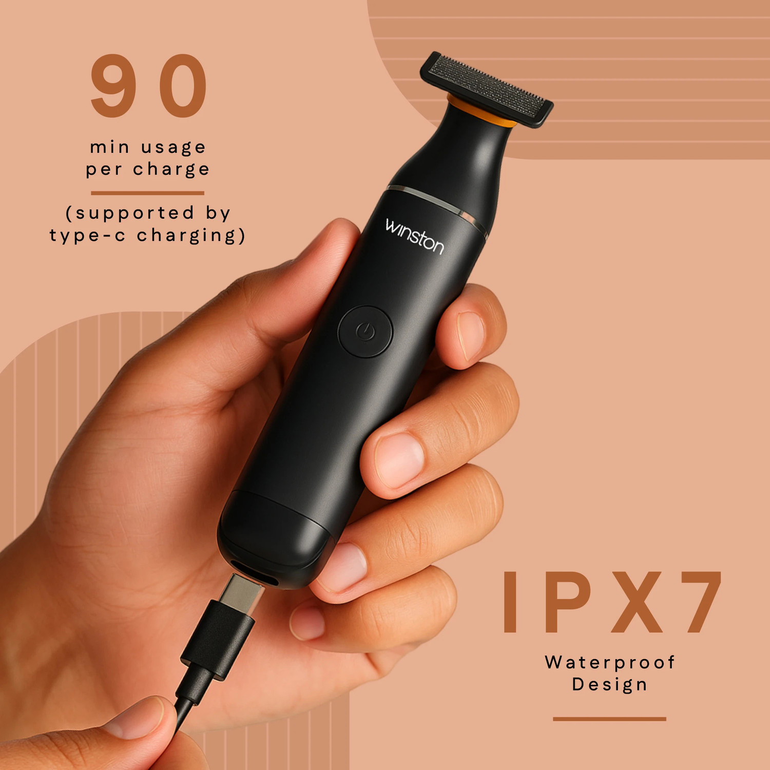 Image of Winston Rechargeable All In One Blade Trimmer for Men Hybrid Trim Edge Shave Fully Waterproof Body Groomer 90 min Runtime 2 Length Settings