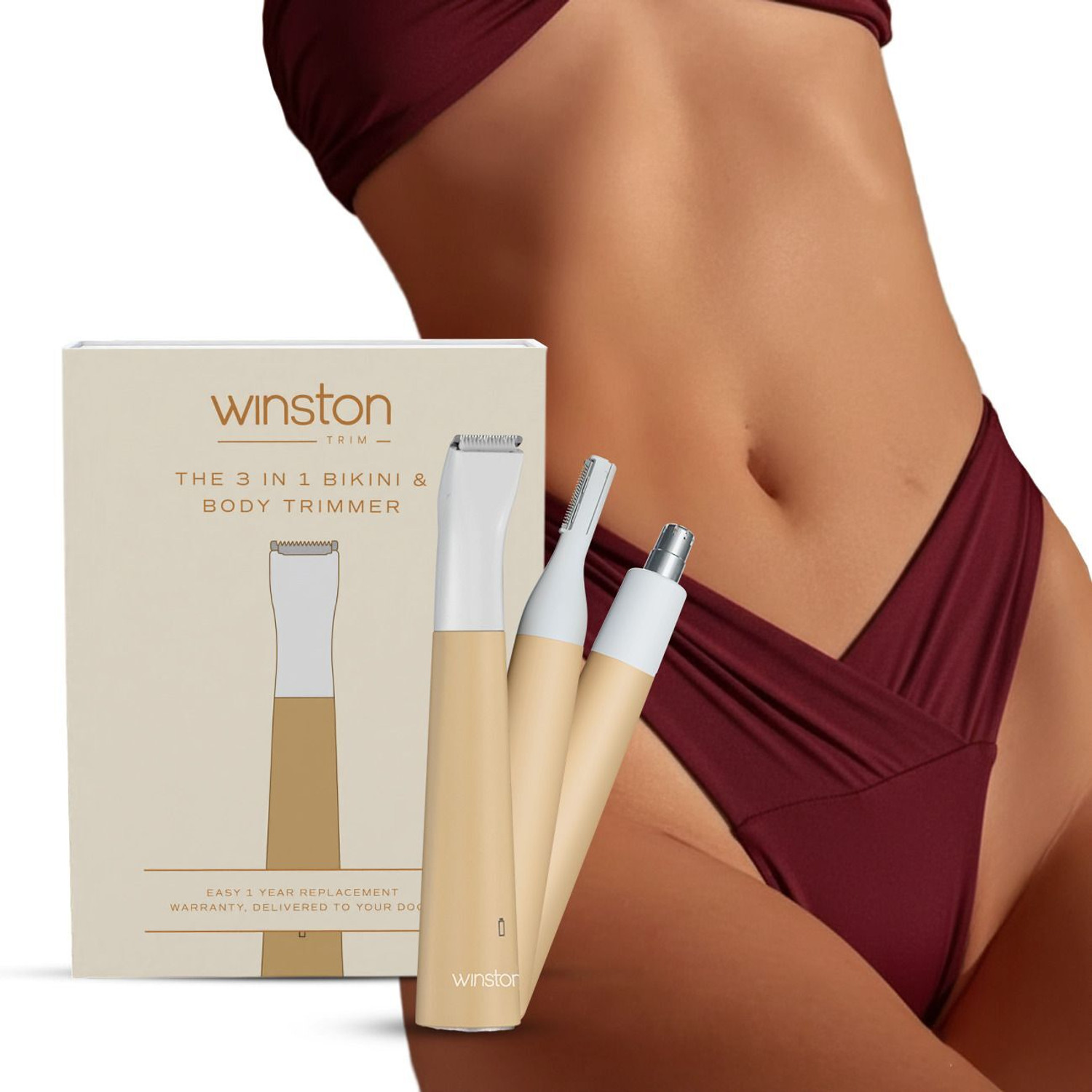 Image of Winston Rechargeable 3-in-1 Bikini Trimmer and Full Body Shaver for Women Grooming Kit 60 min Runtime 3 Length Settings