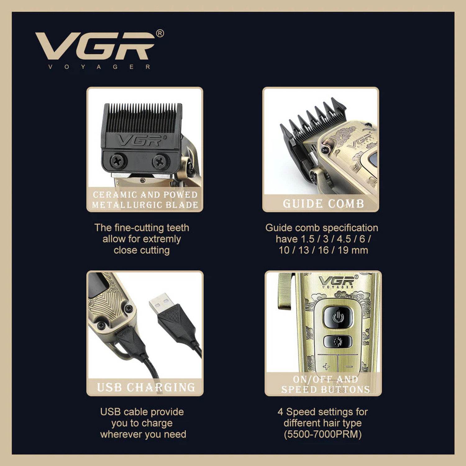 Image of VGR V-005 Trimmer 250 min Runtime 8 Length Settings