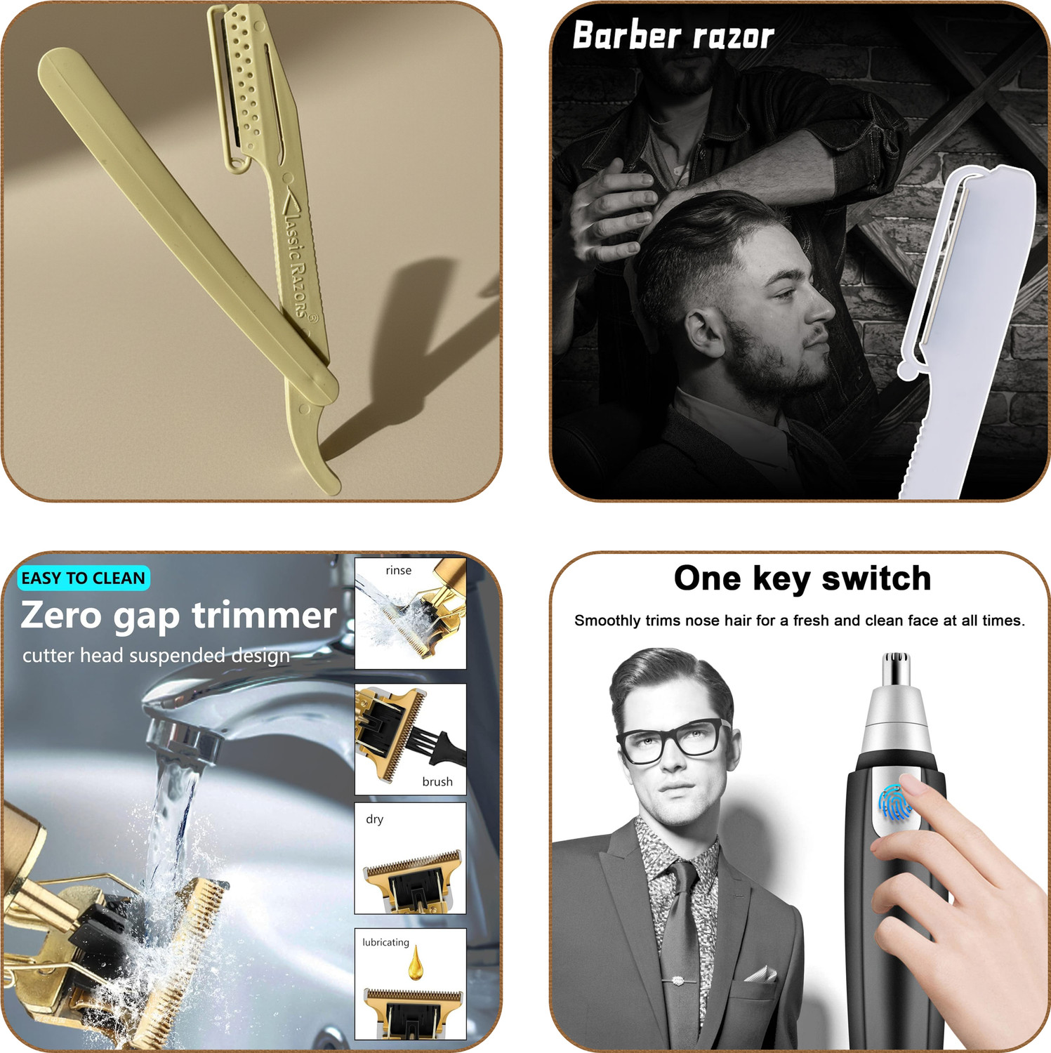 Image of Virth 2 PCS Hair Razor Men's Ear & Nose Hair Remover Mini Trimmer & Men's Hair & Beard Trimmer 120 min Runtime 0 Length Settings (Multicolor)