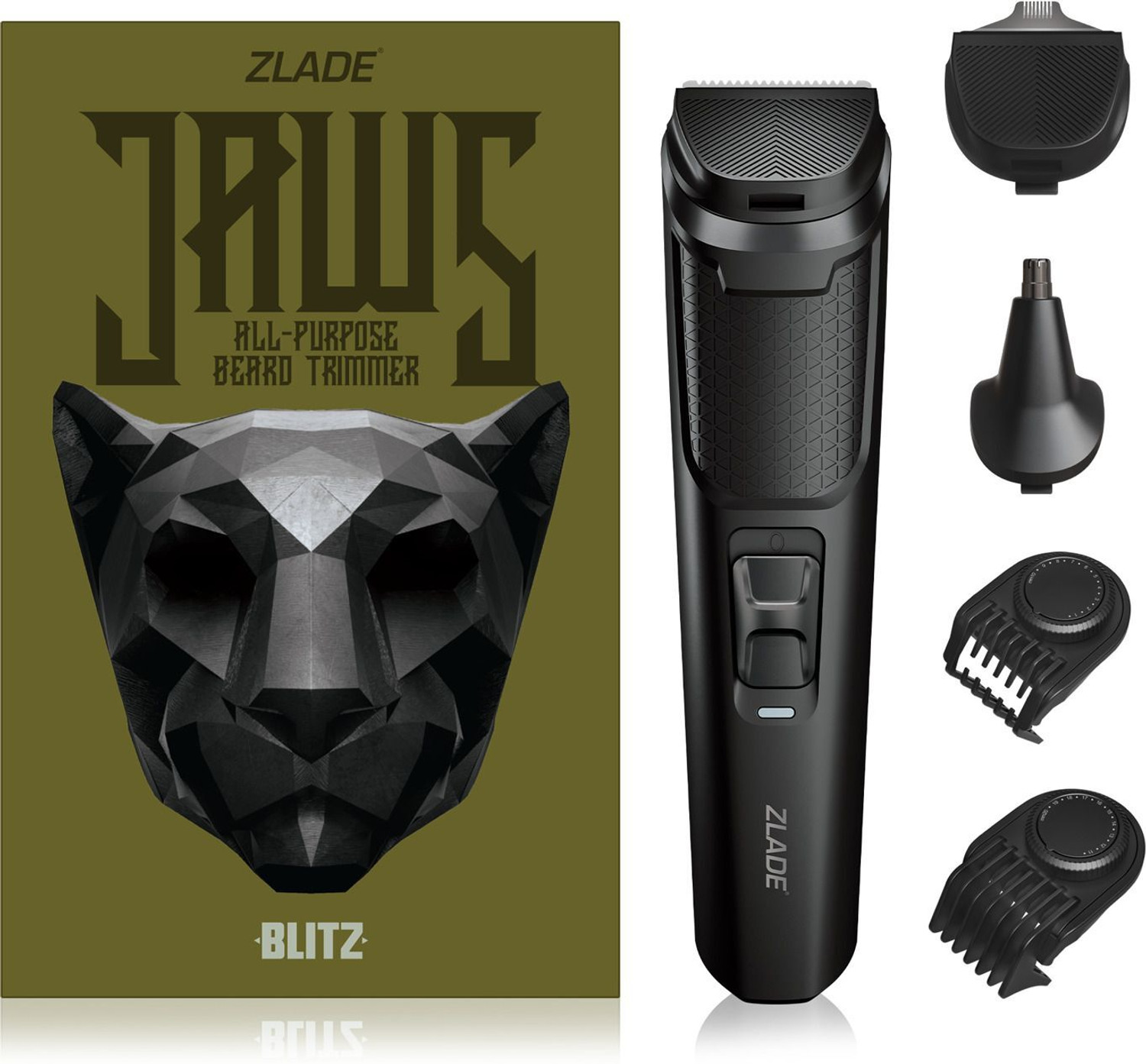 Image of Zlade Jaws Blitz All in One Beard Trimmer for Men | Fast Charging 6 in 1 Grooming Kit 120 min Runtime 40 Length Settings