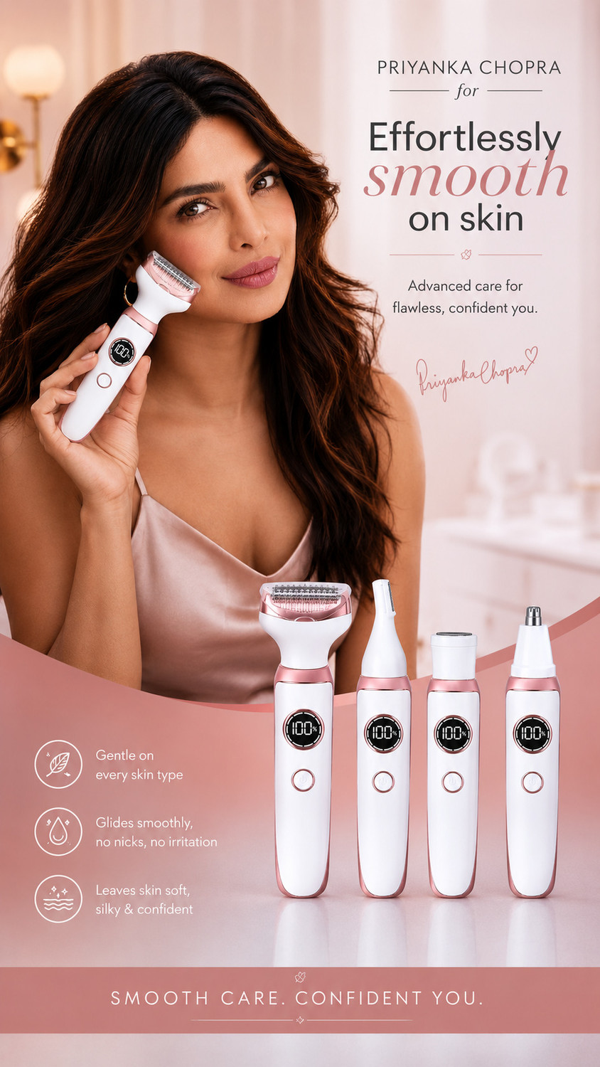 Image of Misuhrobir 4-in-1 Rechargeable Women's Beauty Grooming Kit Fully Waterproof Trimmer 120 min Runtime 4 Length Settings (Multicolor)