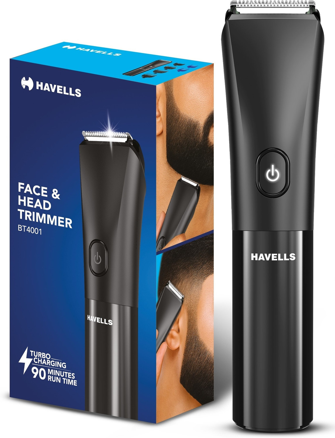 HAVELLS Beard & Hair Trimmer|2-in-1 Special Blade|TypeC Fast Charge|BT4001 Trimmer 90 min  Runtime 7 Length Settings (Black)