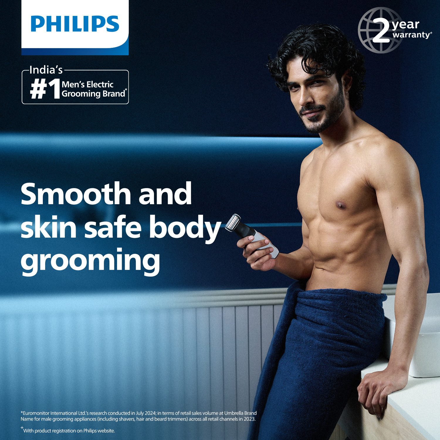 Image of PHILIPS BG3007 /01, Body Groomer, Sensitive Skin, Patented Pearl Tips Trimmer 40 min Runtime 1 Length Settings