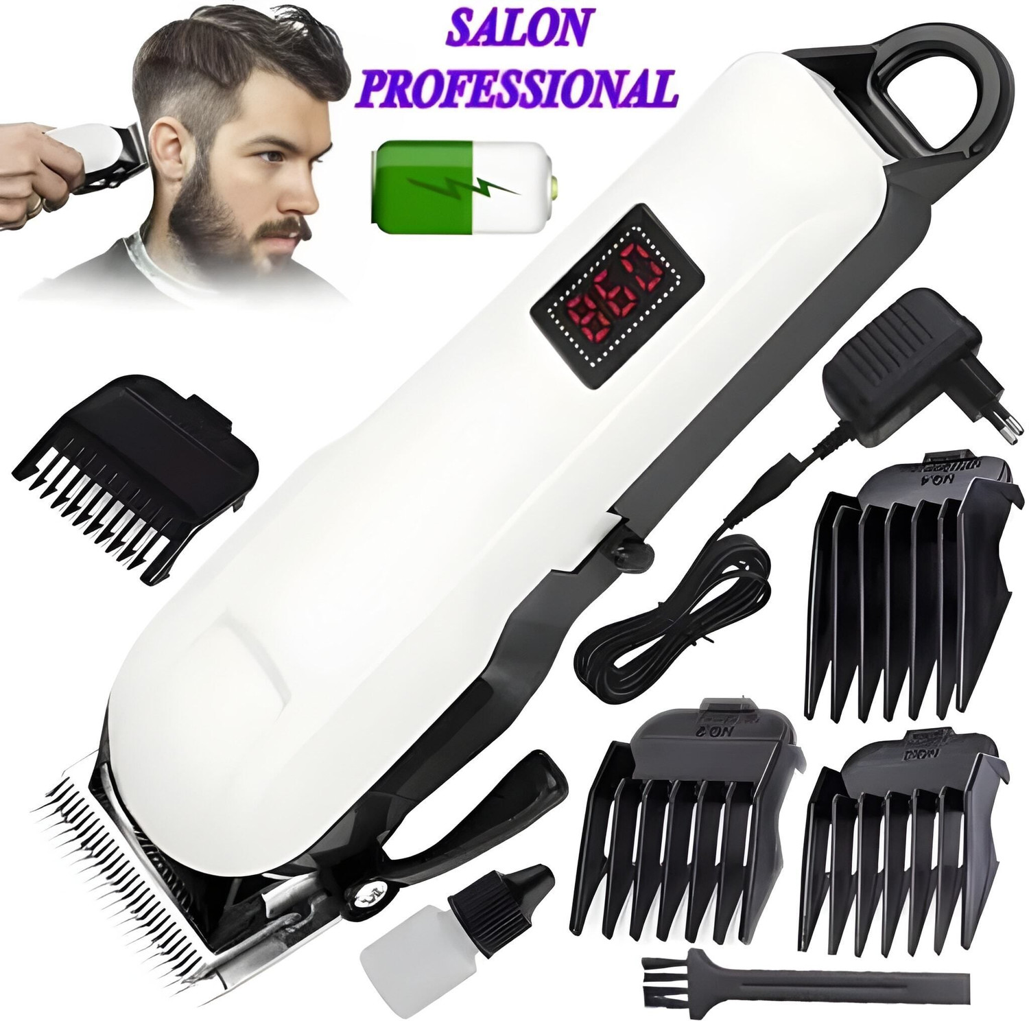 Image of THE OM ENTERPRISE 654A Professional Rechargeable Hair Trimmer Fully Waterproof Body Groomer 300 min Runtime 4 Length Settings