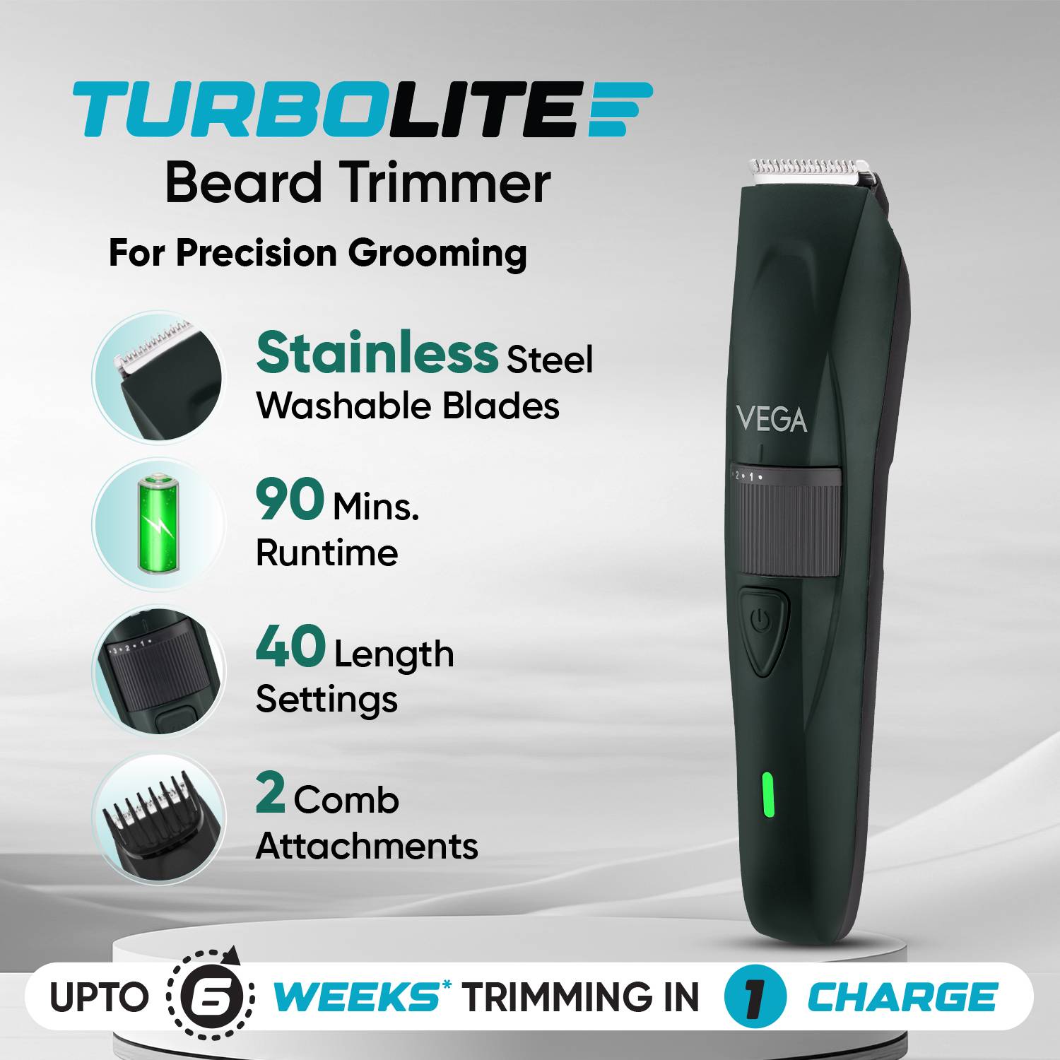 VEGA Turbolite Beard Trimmer 90 min Runtime - Image 2