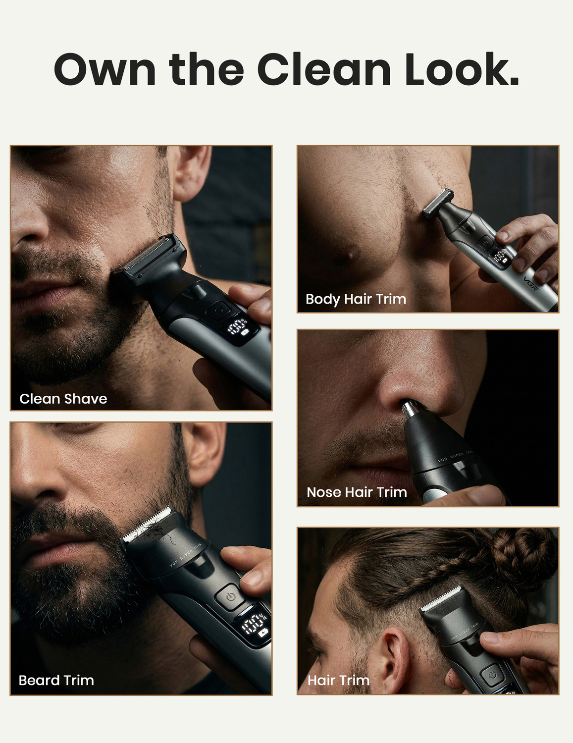 Image of VGR V-634 Professional Fully Waterproof Grooming Kit 90 min Runtime 3 Length Settings