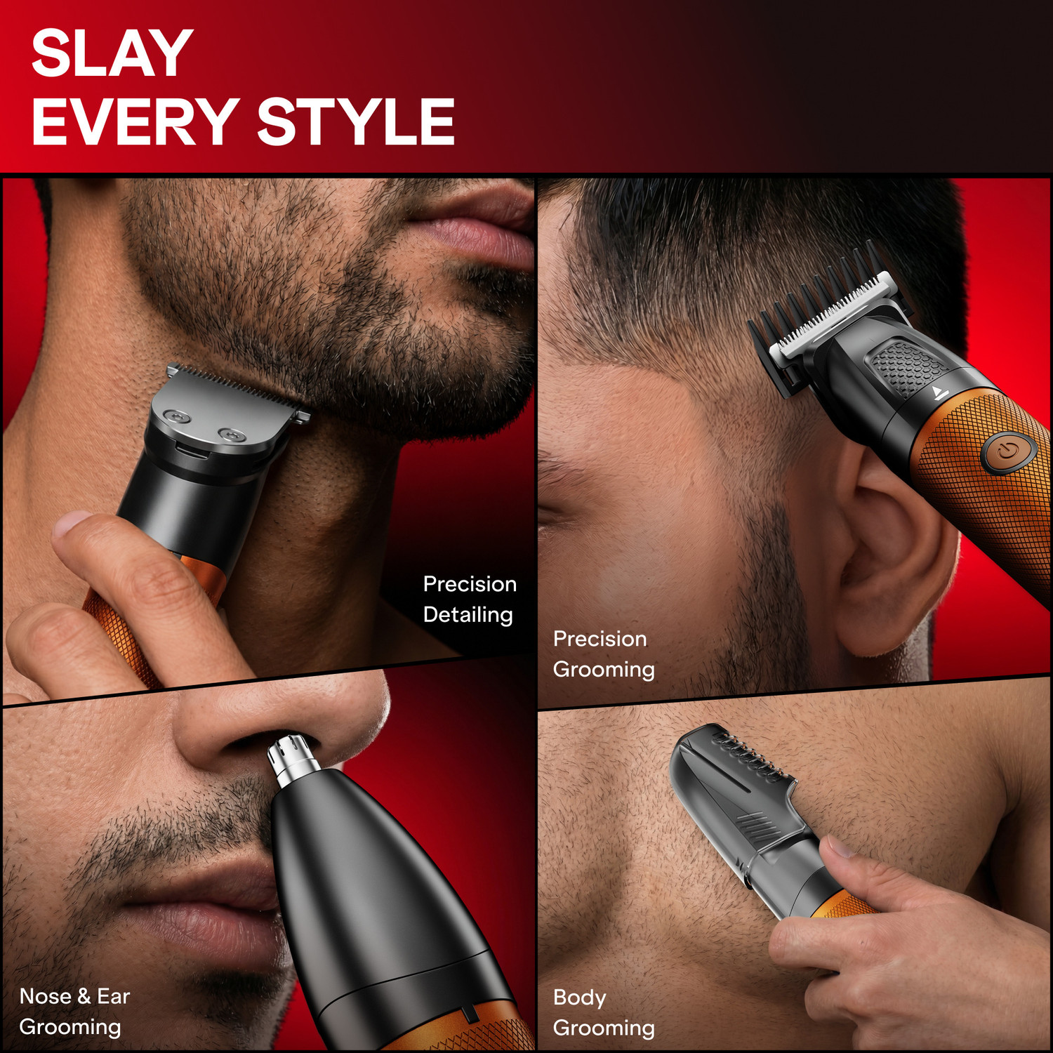 Image of boAt Slazer K100+ Full Body Trimmer, Fast Charge, Display & Travel Lock Fully Waterproof Grooming Kit 200 Mins Runtime 12 Length Settings