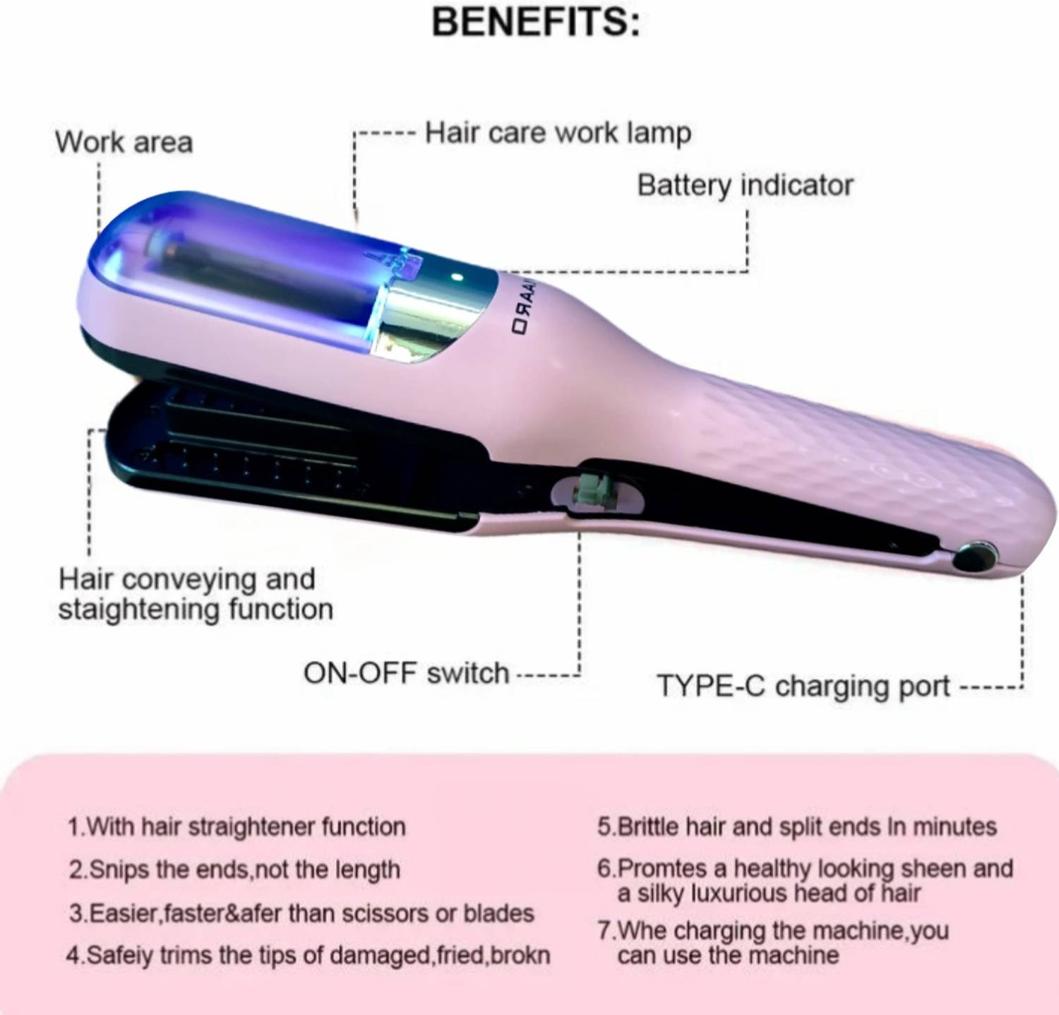 Viaaro 6668 Trimmer 120 min Runtime Pink - Image 3