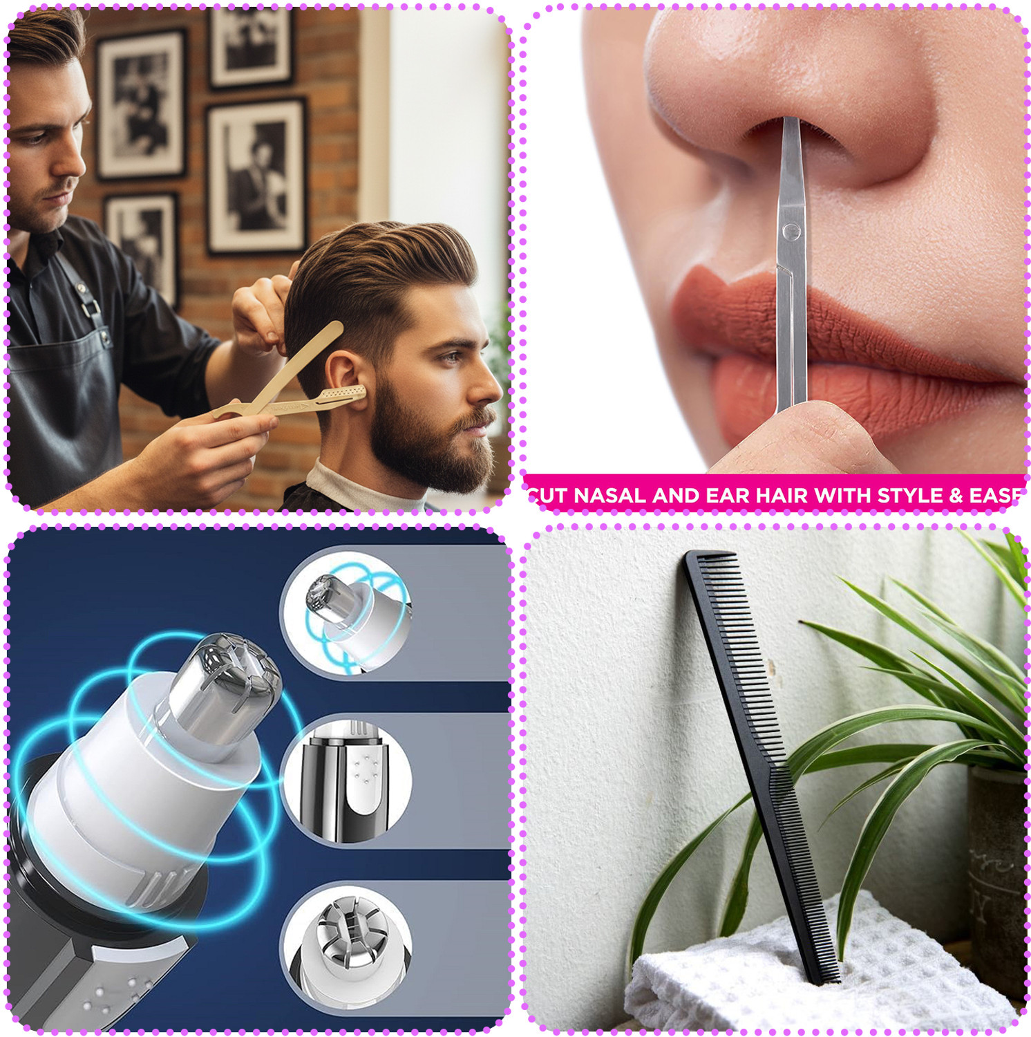 Image of Virth Men's Hair Brush With 2 Pcs Razor,Ear Kit & Nose Scissor & Beard & Nose-Ear Hair Trimmer 120 min Runtime 0 Length Settings (Multicolor)
