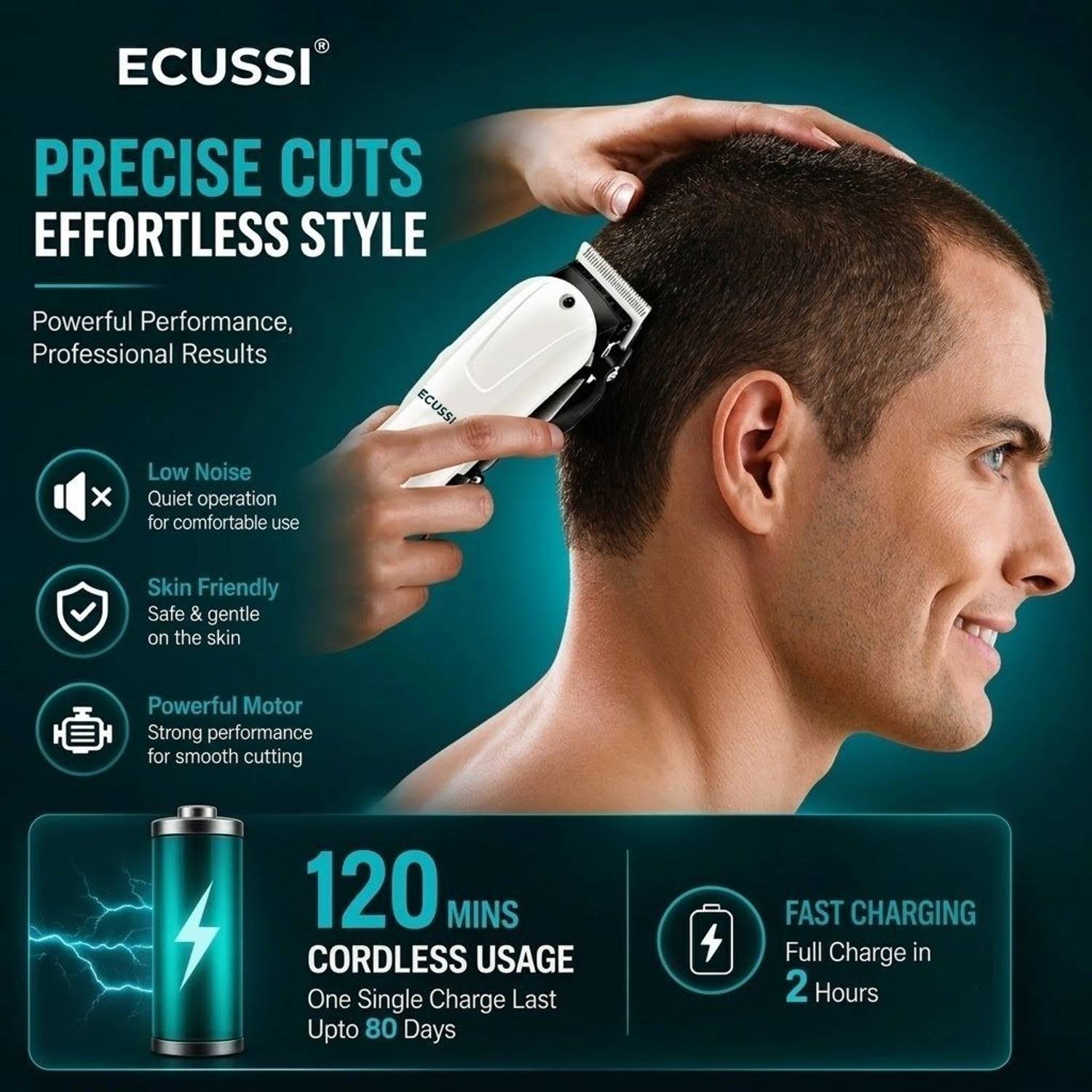 ECUSSI EC-809D Waterproof Trimmer 180 min - Image 4