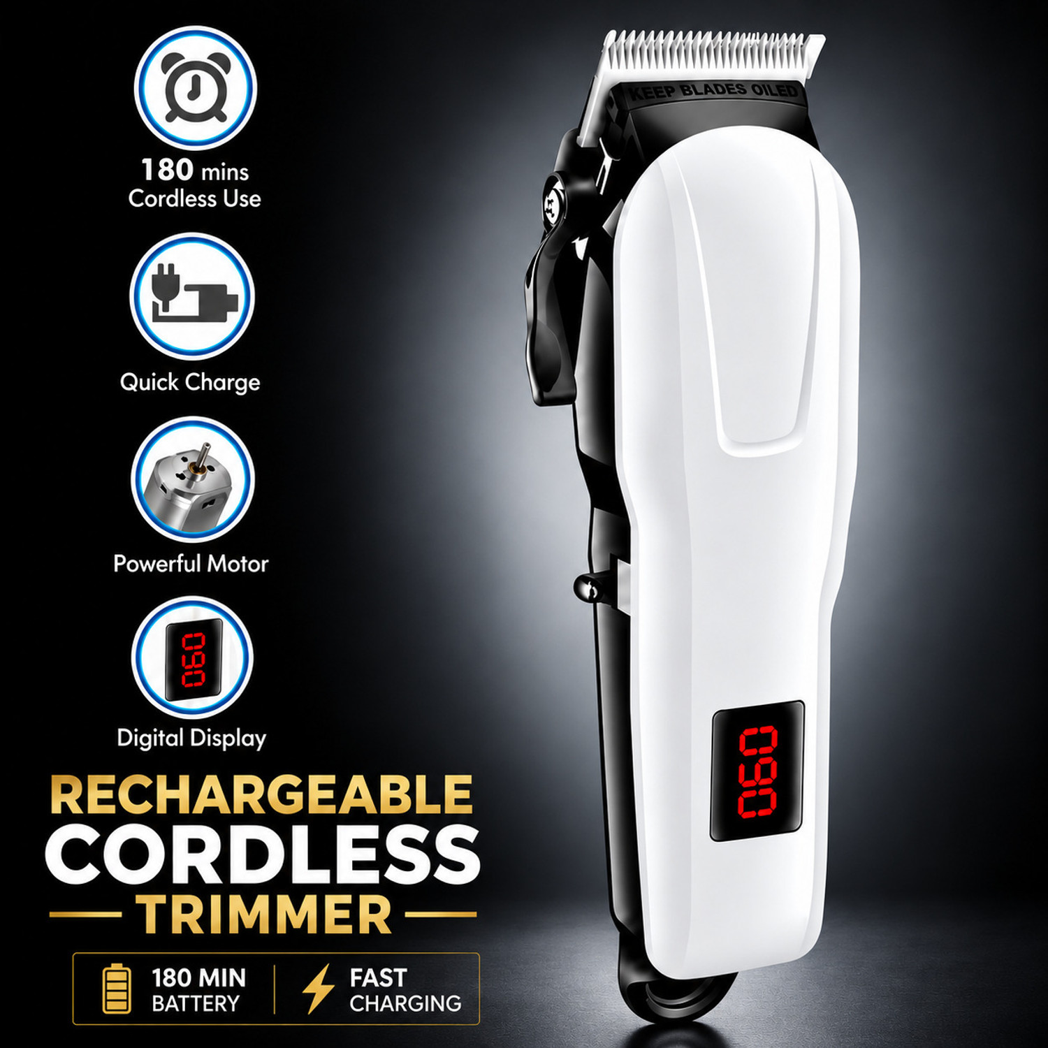 Image of Zeno volt 809A Rechargeable Hair Trimmer for Men with LED Digital Battery Display Shaver For Men, Women