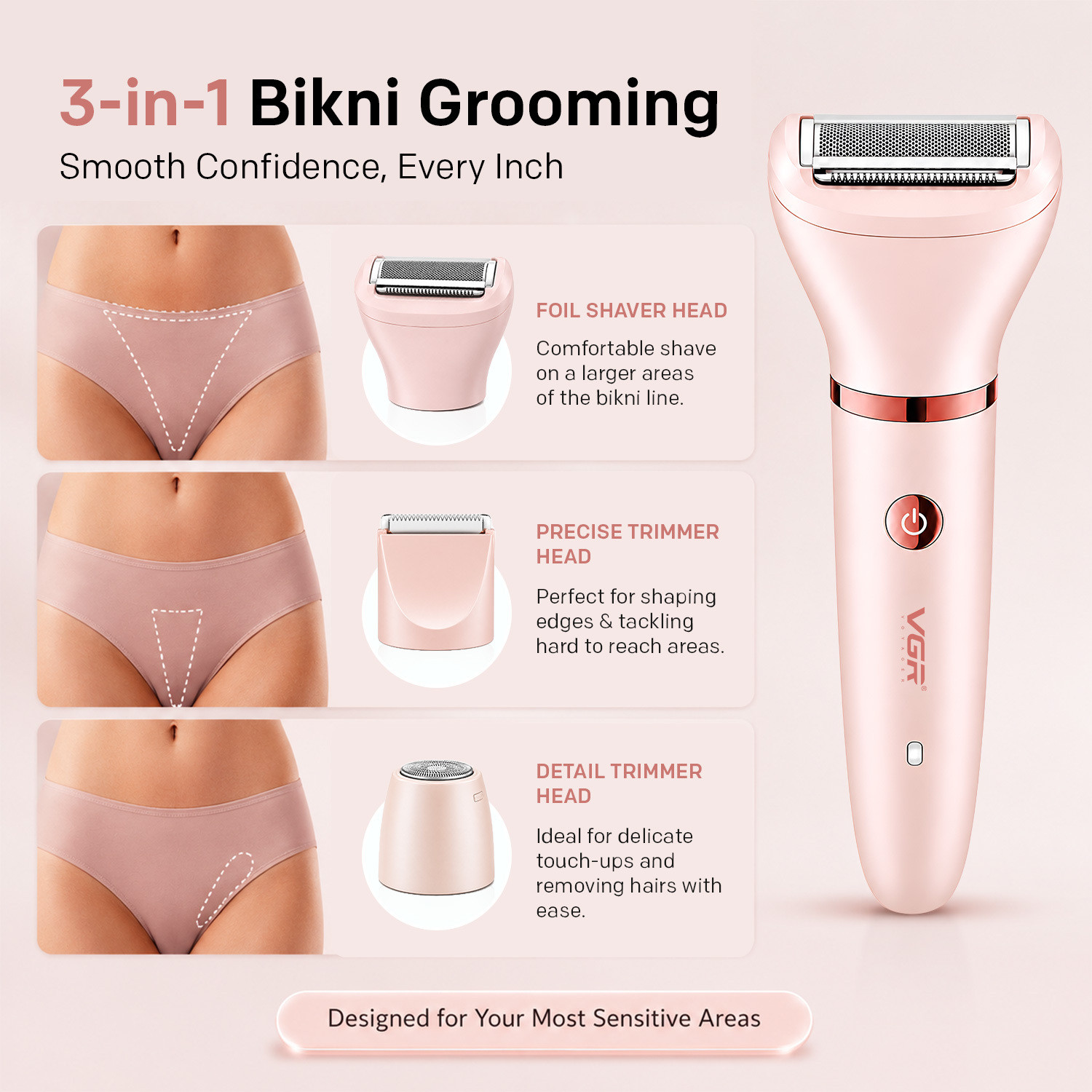 Image of VGR V-735 Professional Fully Waterproof Trimmer 60 min Runtime 2 Length Settings