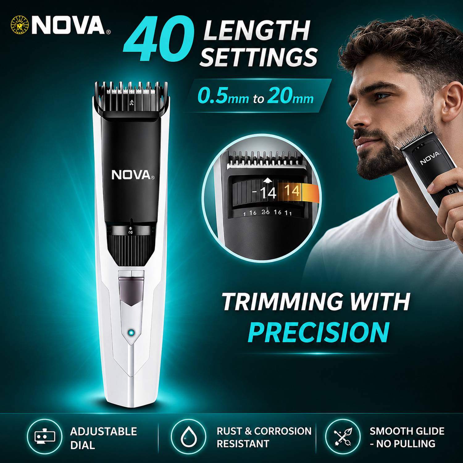 NOVA NHT 1054 Trimmer 100 min Runtime 40 Length Settings - Image 5