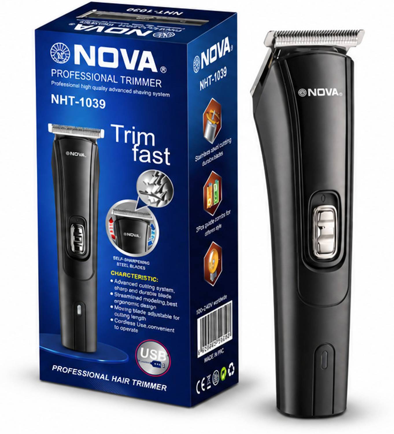 NOVA NHT 1039 USB Trimmer 45 min Runtime 5 Lengths - Image 1