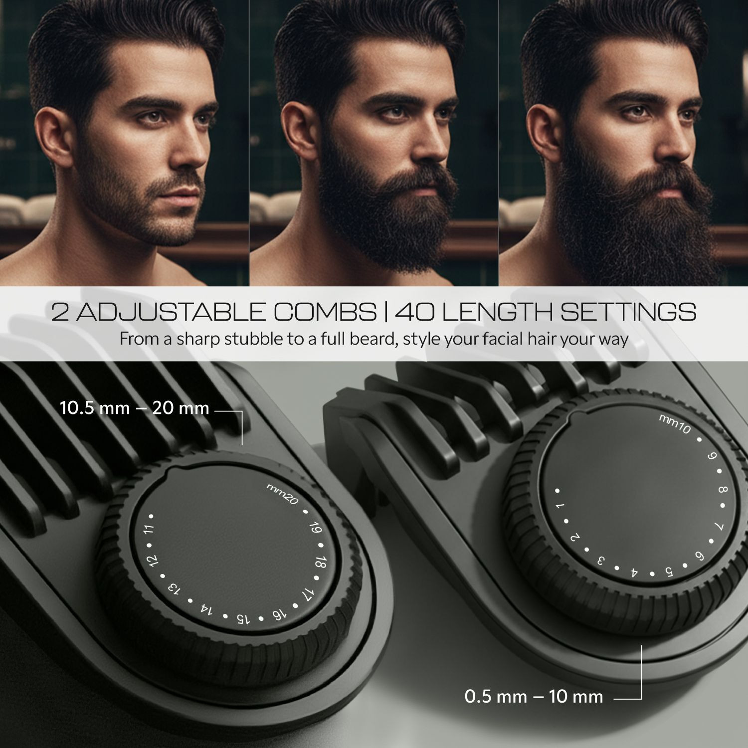 Image of Zlade Jaws Blitz All in One Beard Trimmer for Men | Fast Charging 6 in 1 Grooming Kit 120 min Runtime 40 Length Settings