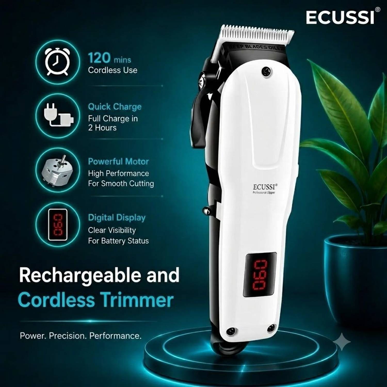 ECUSSI EC-809D Waterproof Trimmer 180 min - Image 5