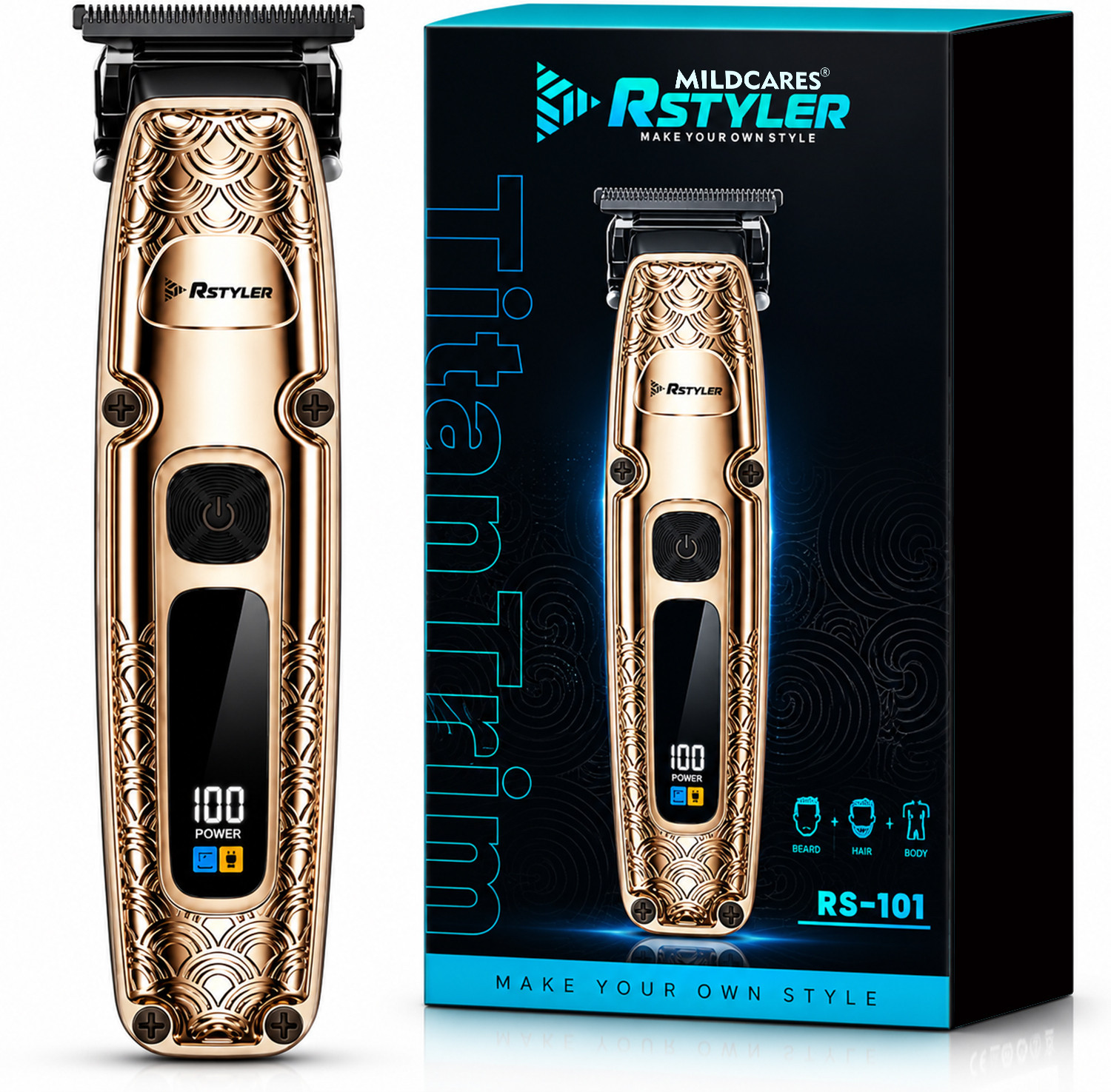 Image of MILDCARES RStyler TitanTrim | LED Display Professional Hair Trimmer | Turbo Speed Motor | Fully Waterproof Trimmer 120 min Runtime 4 Length Settings