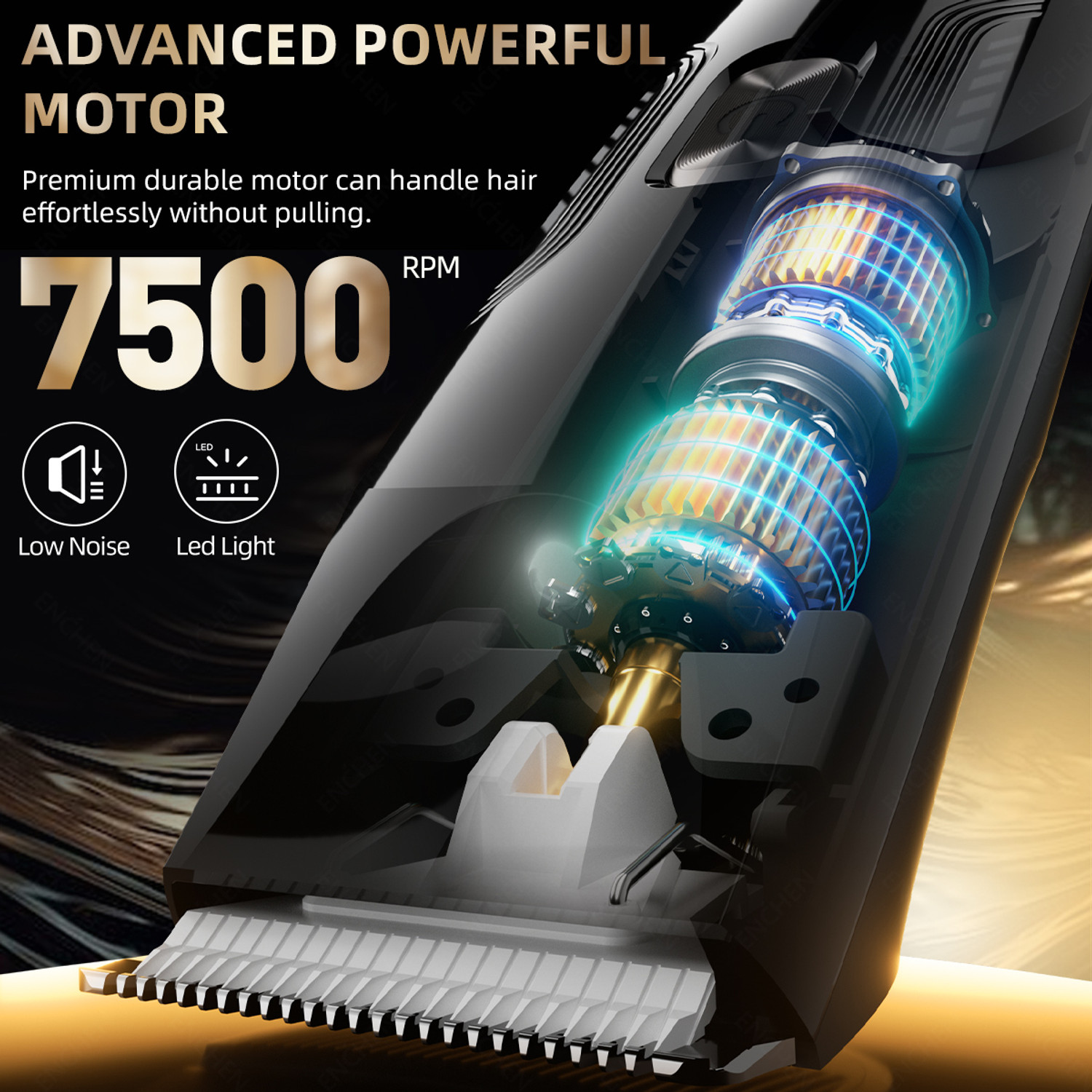 Image of Enchen Spark 3 Trimmer Kit with 4 Guide Combs,Beard&Hair&Body,Type-C Charging Fully Waterproof Trimmer 120 min Runtime 4 Length Settings