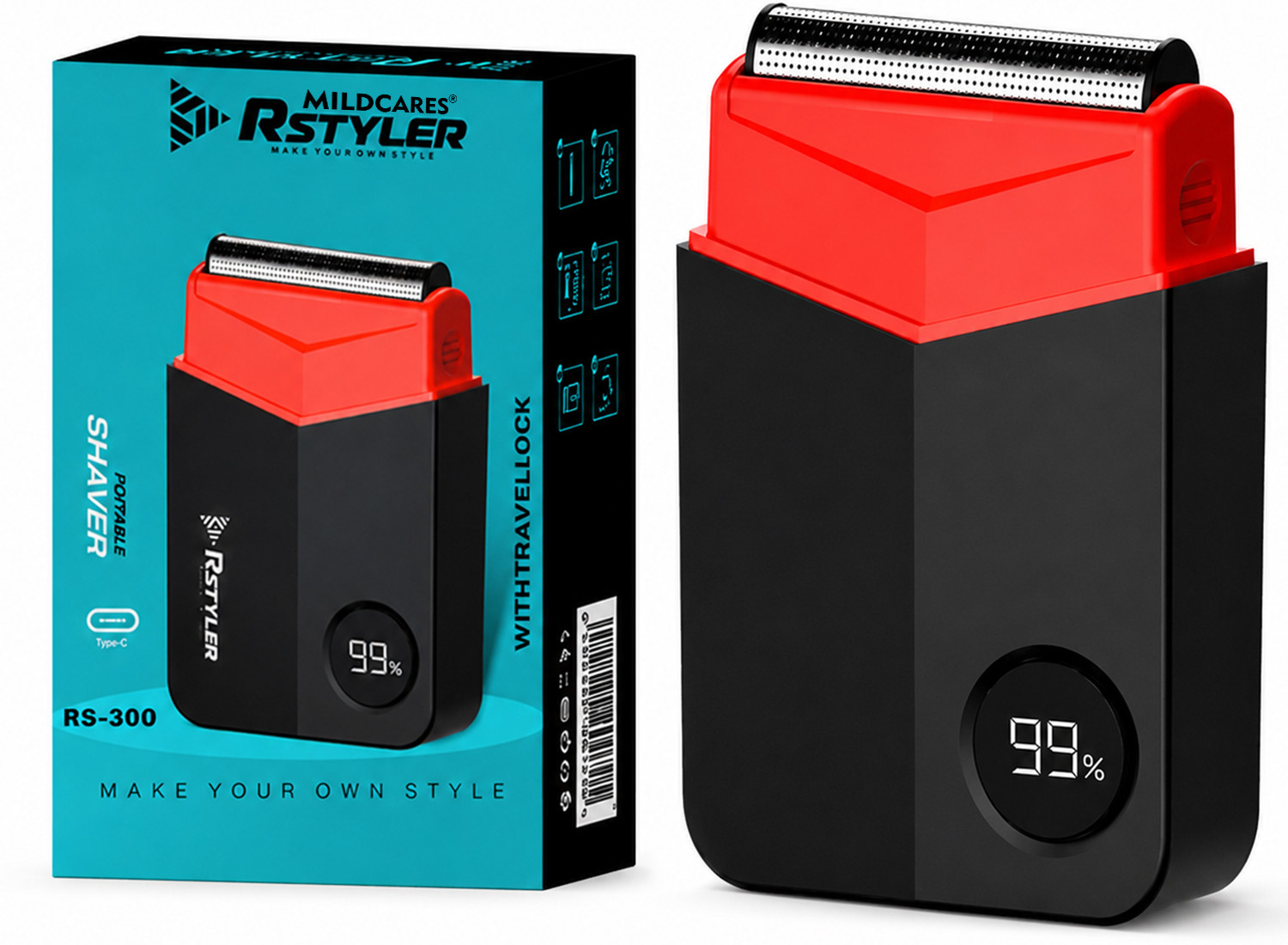 Image of MILDCARES RStyler Portable Mini Shaver for Men | 7D Floating Dual Foil, Travel Lock Trimmer 60 min Runtime 1 Length Settings