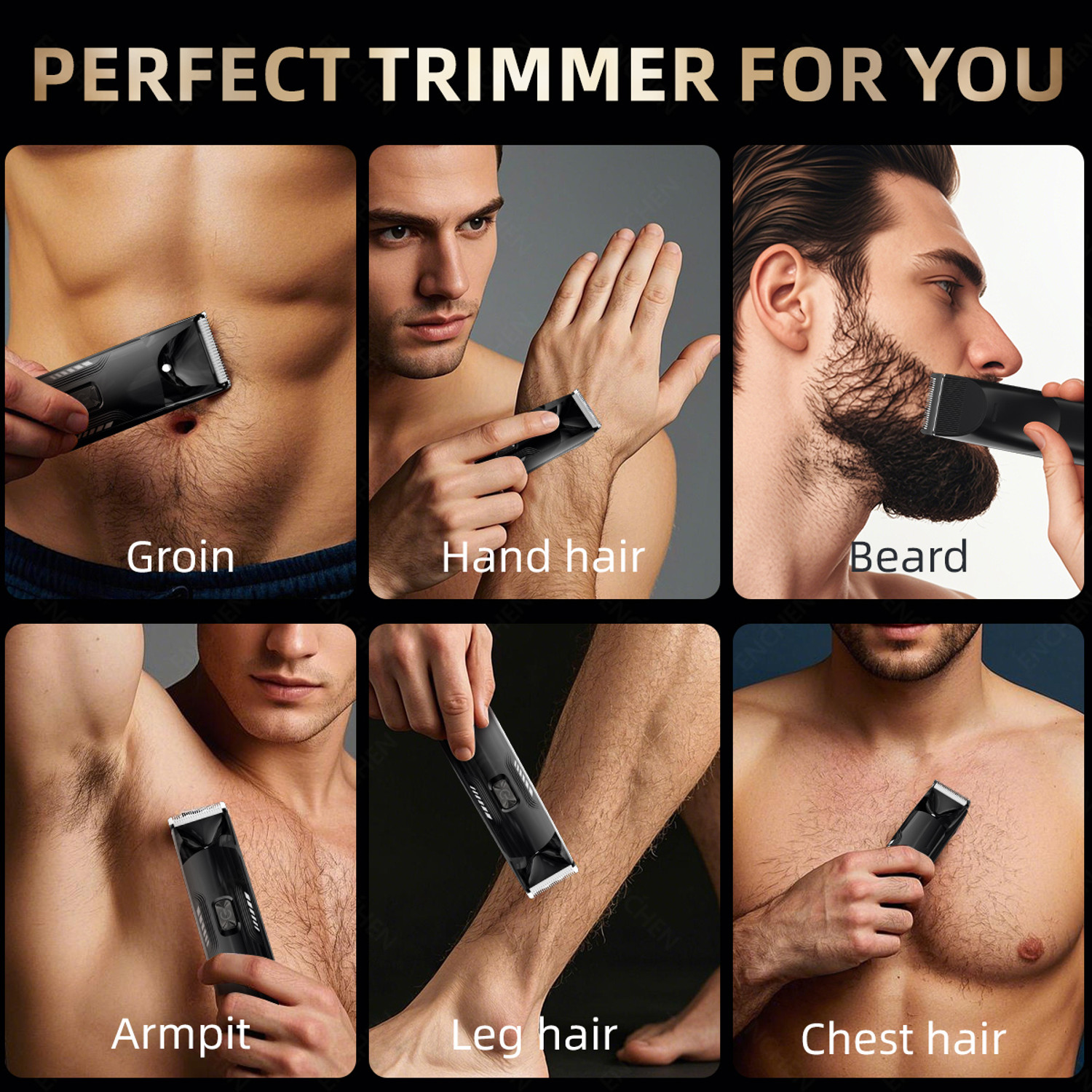Image of Enchen Spark 3 Trimmer Kit with 4 Guide Combs,Beard&Hair&Body,Type-C Charging Fully Waterproof Trimmer 120 min Runtime 4 Length Settings