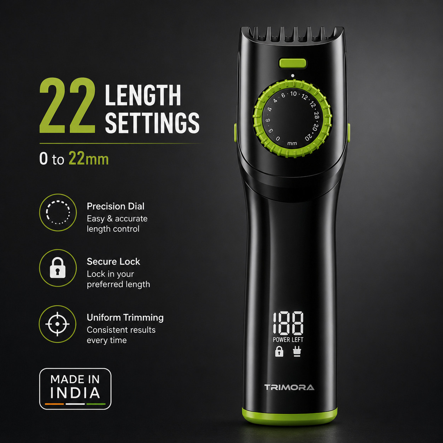 Image of TRIMORA 2IN1 SmartOne T1200D Fully Waterproof Trimmer 180 min Runtime 22 Length Settings