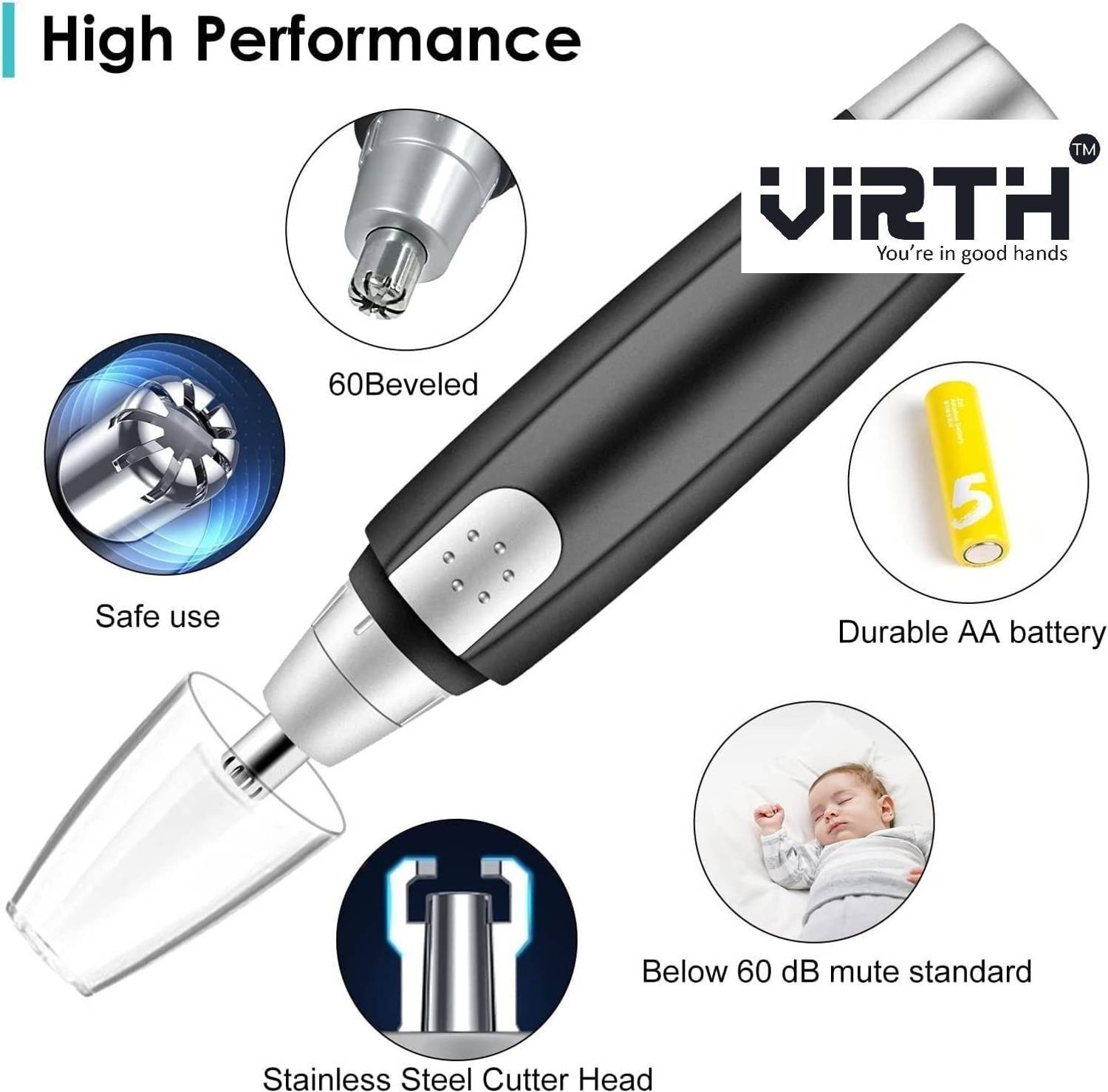 Virth Rechargeable Nose Hair Trimmer 120 min - Image 3