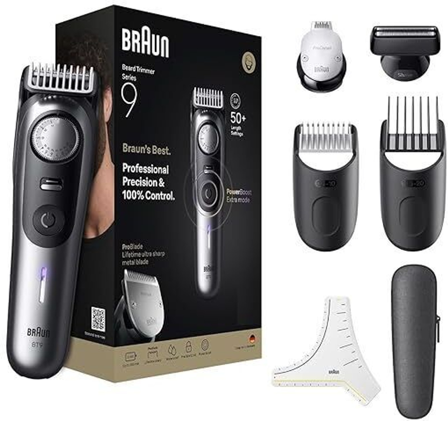 Image of Braun BT9520 8-in-1 Fully Waterproof Trimmer 180 min Runtime 50 Length Settings
