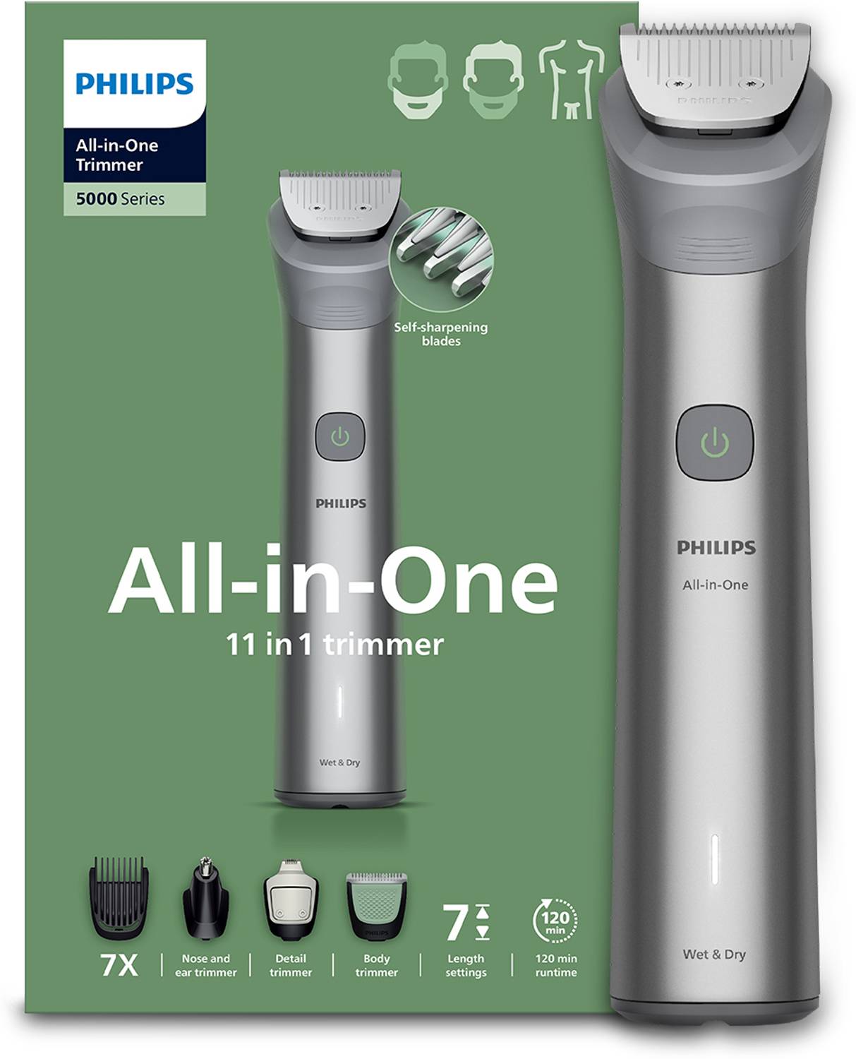 PHILIPS MG5932/15 Fully Waterproof Trimmer 120 min Runtime 7 Len
