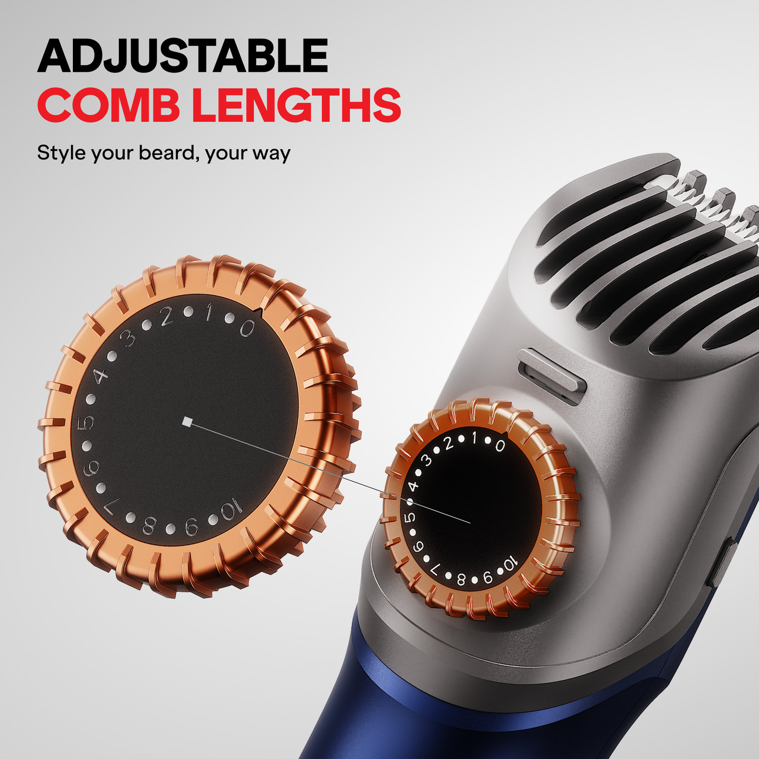 Image of boAt Slazer S100, Fast Charge, Metallic Finish, Adjustable Comb, Beard Fully Waterproof Trimmer 300 Mins Runtime 22 Length Settings