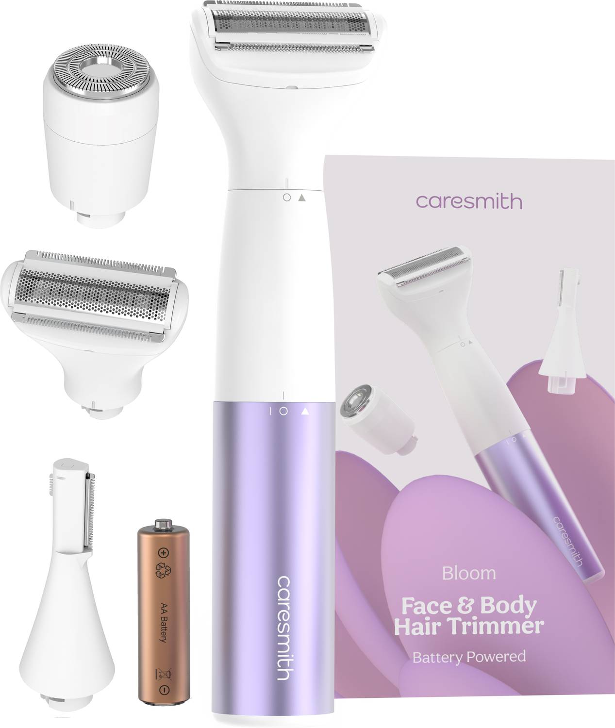 caresmith FCS0095 Bloom Face & Body Hair Fully Waterproof Trimmer 480 min Runtime 0 Length Settings