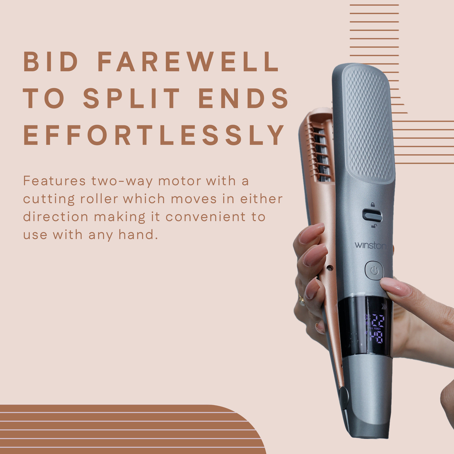 Image of Winston Rechargeable Automatic Cordless Split End Trimmer Trimmer 120 min Runtime 0 Length Settings