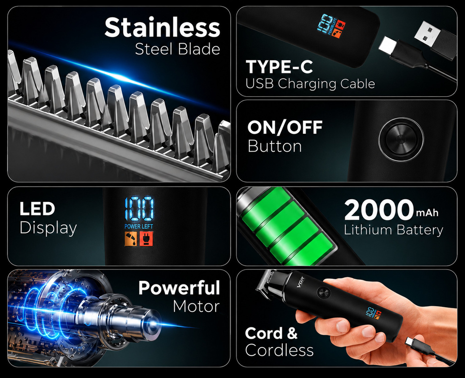 Image of Zeno volt RS 106 Trimmer for Men with LCD Display, Cordless Clipper with Adjustable Trimmer 120 min Runtime 4 Length Settings